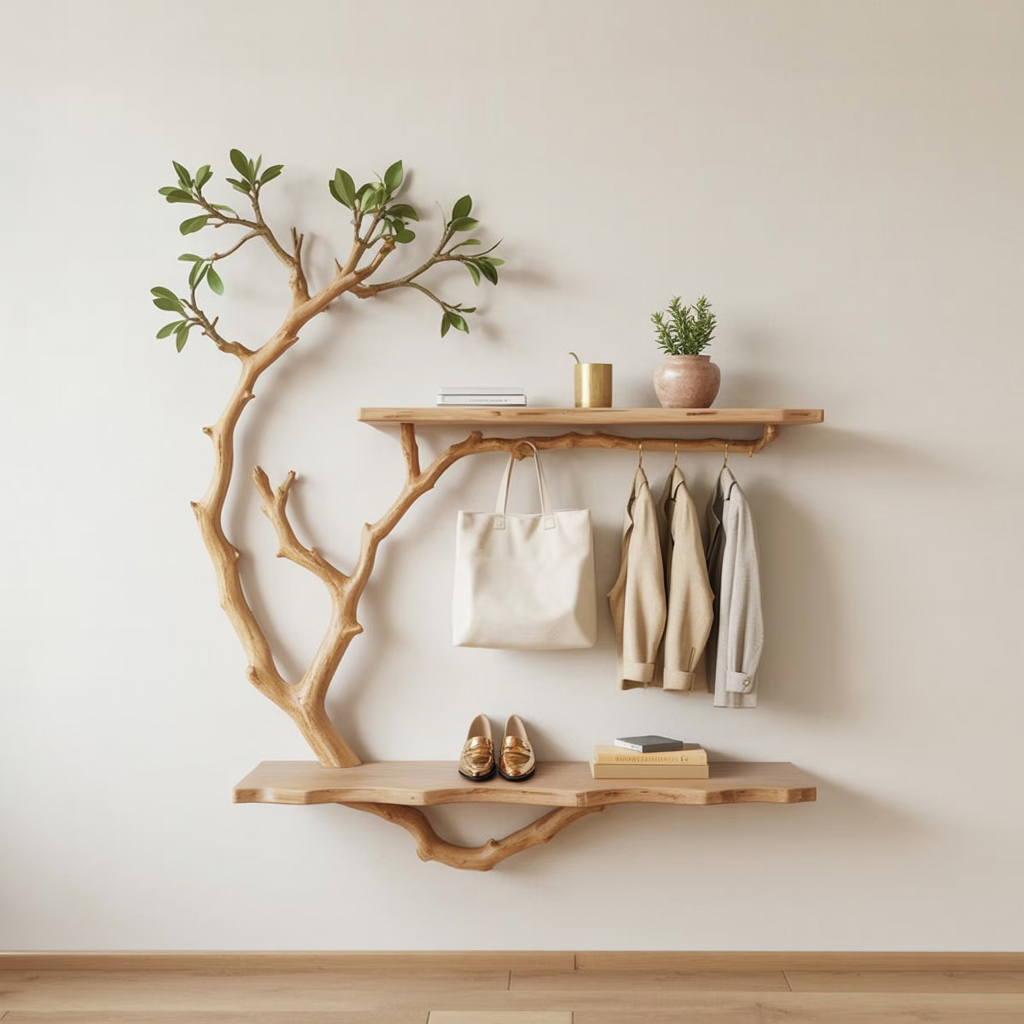 Skulpturale Baumgarderobe im organisch-modernen Design