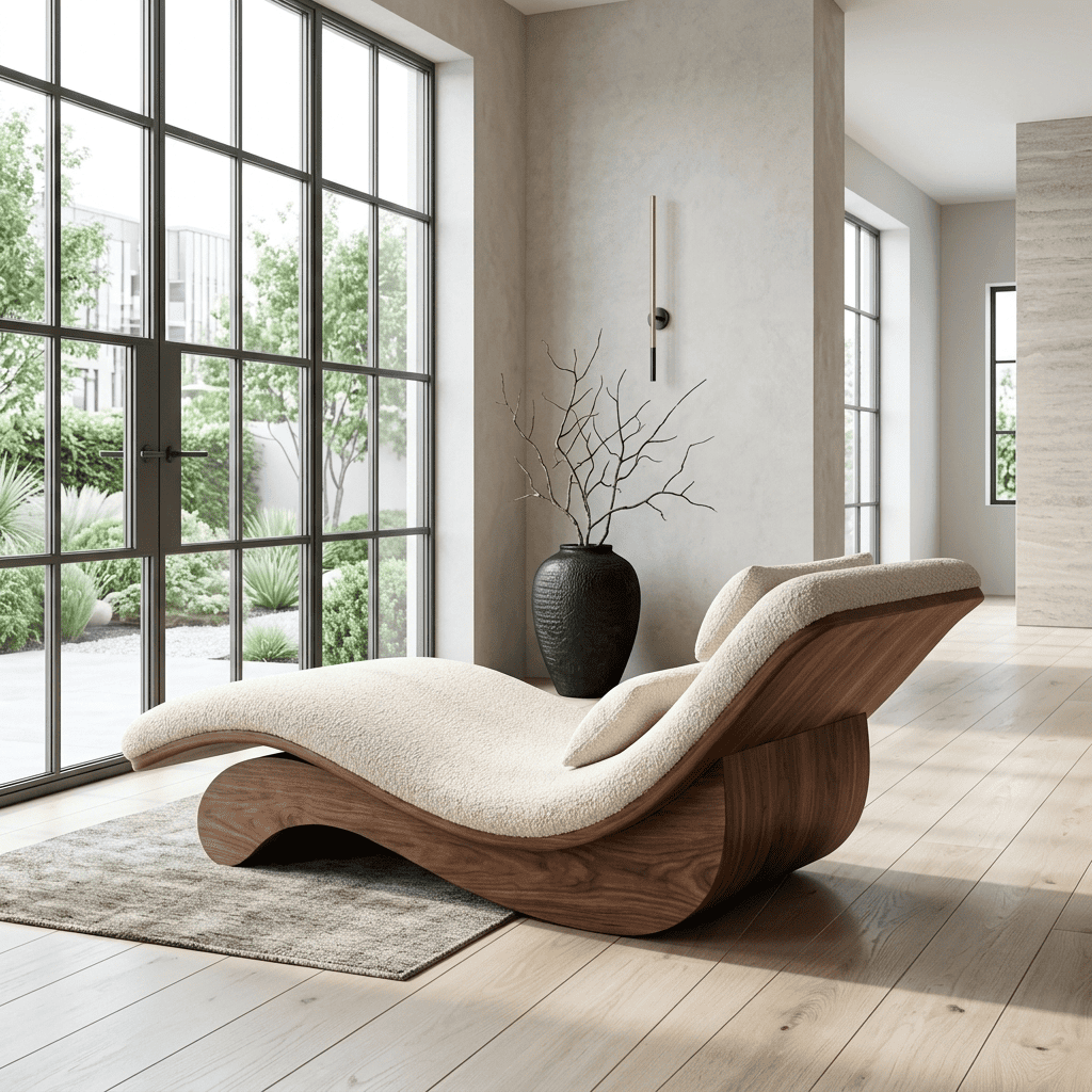 Skulpturale ergonomische Chaiselongue aus Massivholz