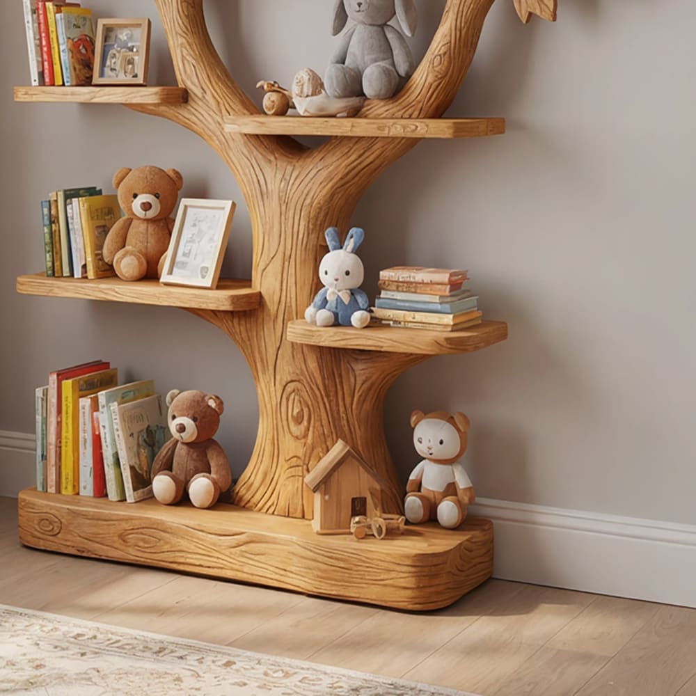 Astregal-Bücherregal fürs Babyzimmer aus Massivholz im einzigartigen skulpturalen Design