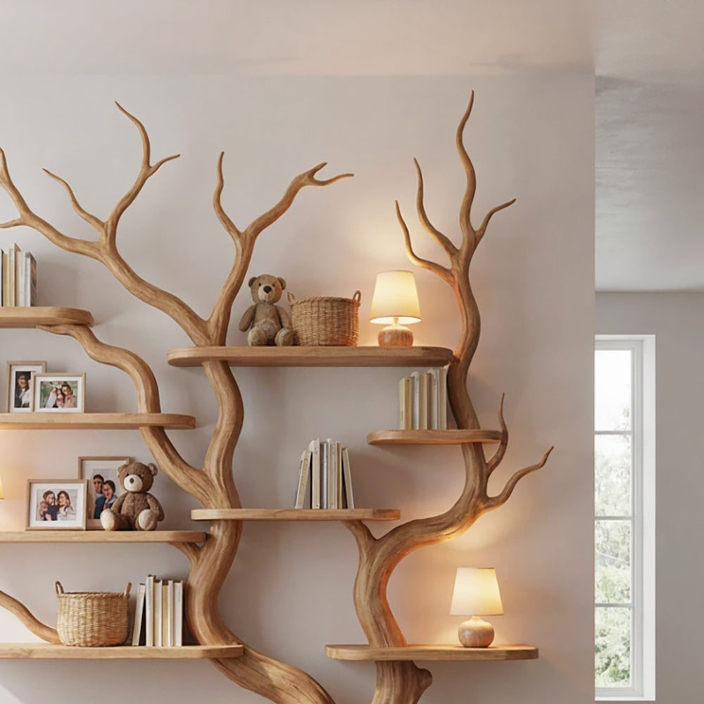 Organisches Baum-Bücherregal aus Massivholz