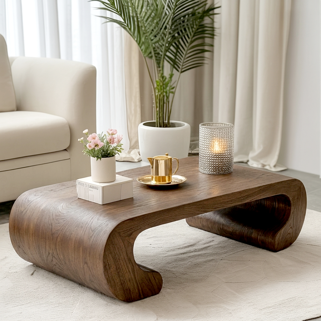 Handgemachter Couchtisch in skulpturaler organischer Form