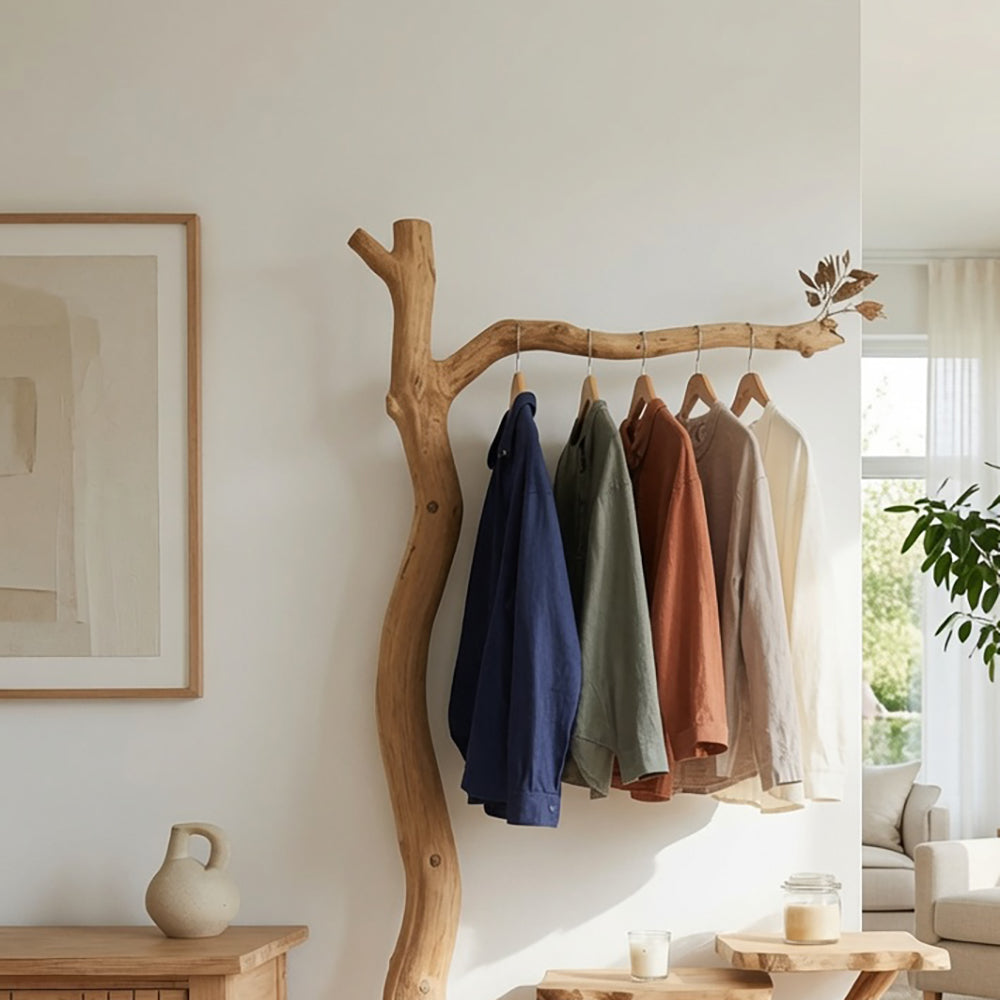 Moderne Garderobenbaum aus Massivholz mit skulpturalem Design