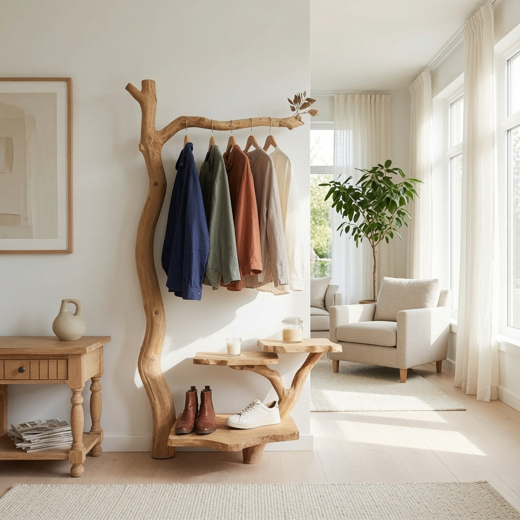 Astgarderobe, präsentiert in einem skandinavischen Eingangsbereich