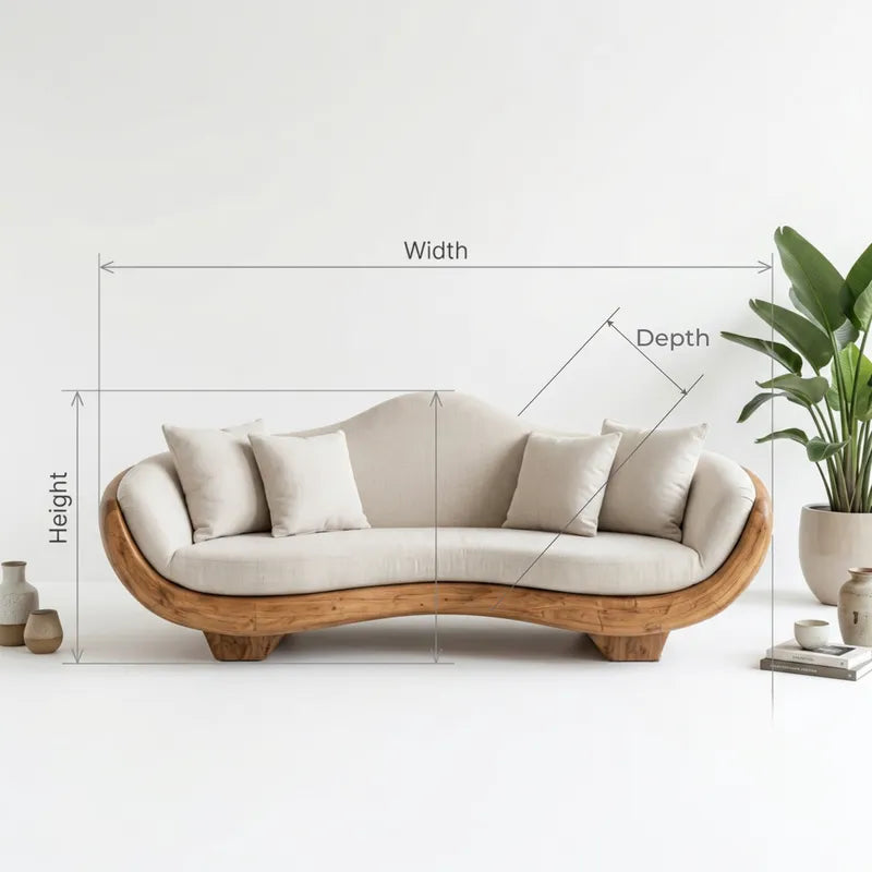 Skulpturaler handgeschnitzter geschwungener Sofarahmen aus Massivholz & Wohnzimmer-Sofa-Untergestell