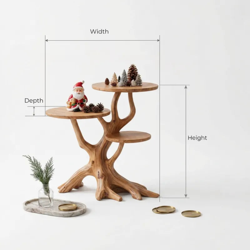Skulpturaler mehrstöckiger Weihnachts-Beistelltisch aus Massivholz