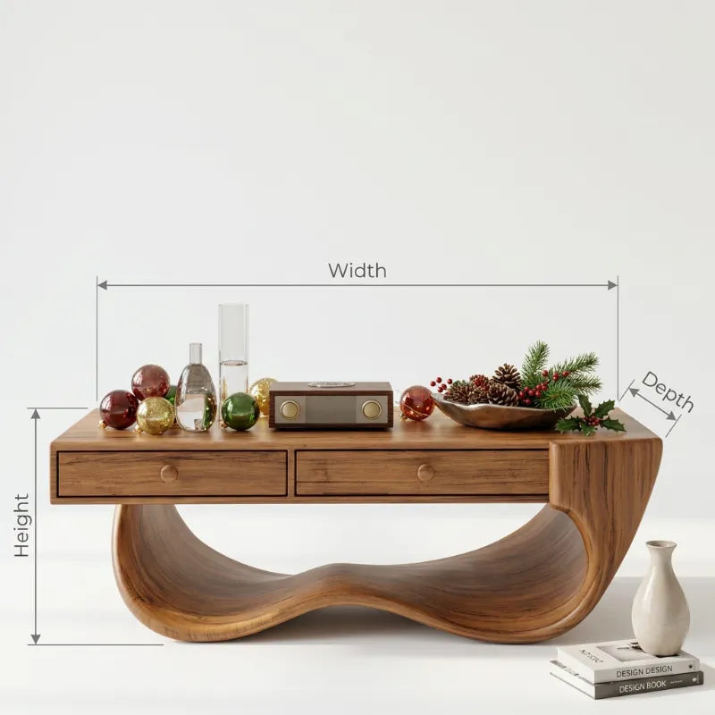 Skulpturaler Weihnachts-Wellen-Couchtisch aus Massivholz
