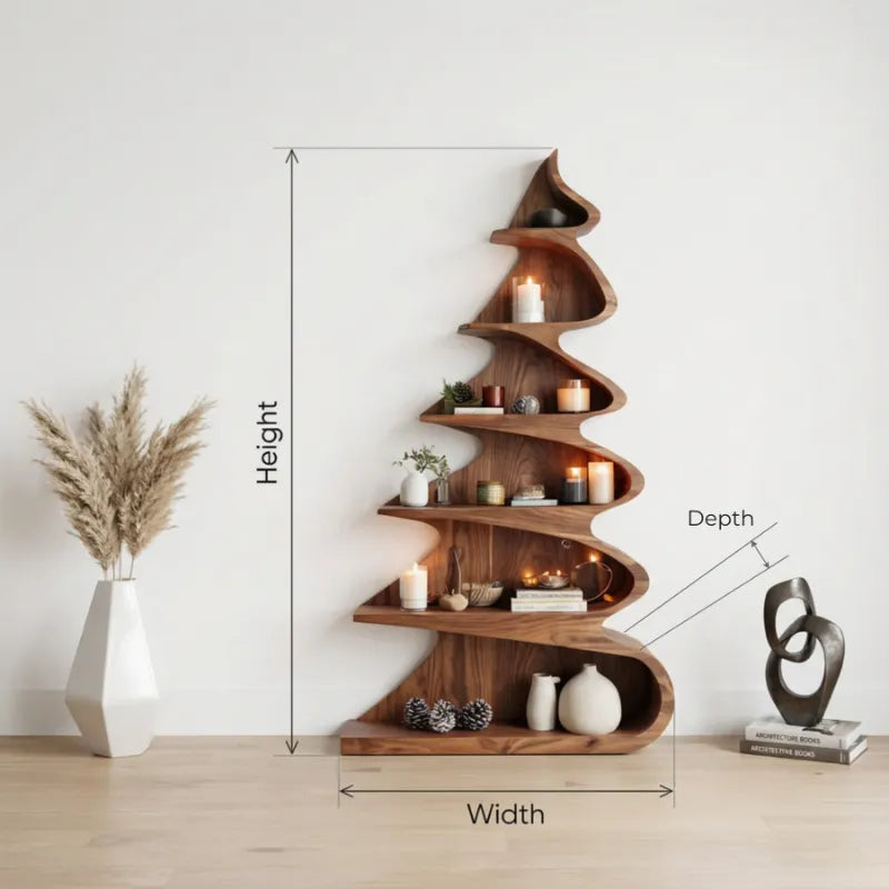 Skulpturales Baum-Bücherregal aus Massivholz – Organisches Schauregal