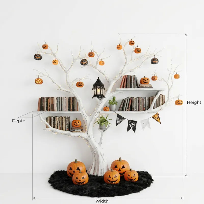 Skulpturales Halloween-Bücherregal aus Massivholz in Astform