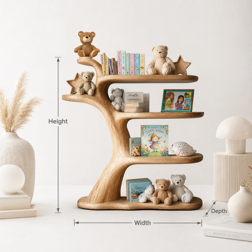 Kinderzimmerregal & Dekor aus Massivholz – Handgemachtes Geschenk für Kleinkinder, Spielzimmer aus Naturholz