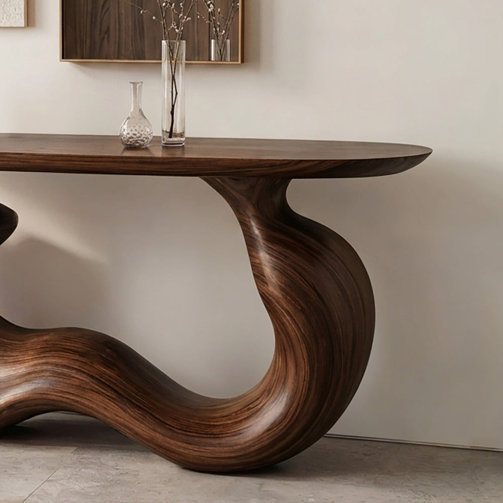Moderne Eingangskonsole aus Massivholz im fließenden Design