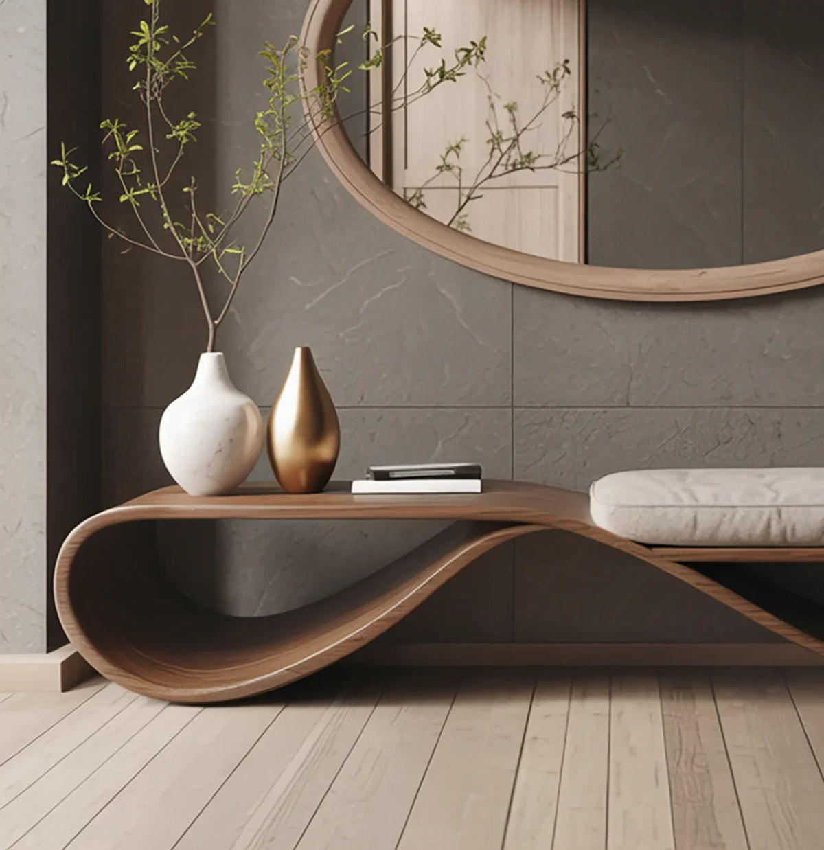 Minimalistische Bank aus Massivholz für Flur, Schuhbereich oder Wohnzimmer-Sitzplatz