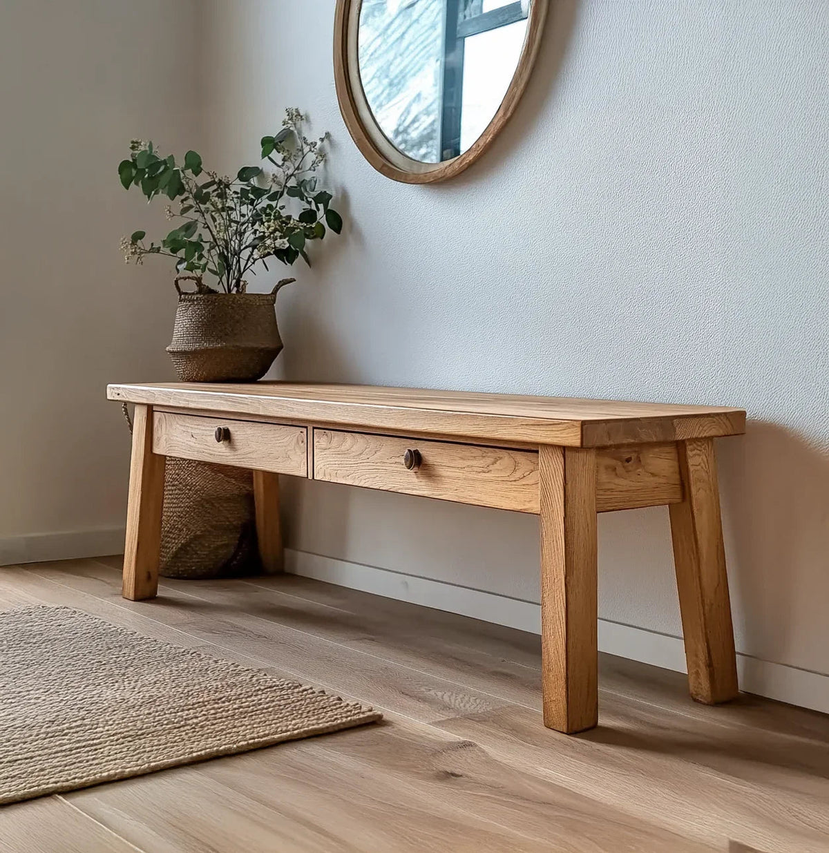 Akzentbank fürs Wohnzimmer im Mid-Century-Look