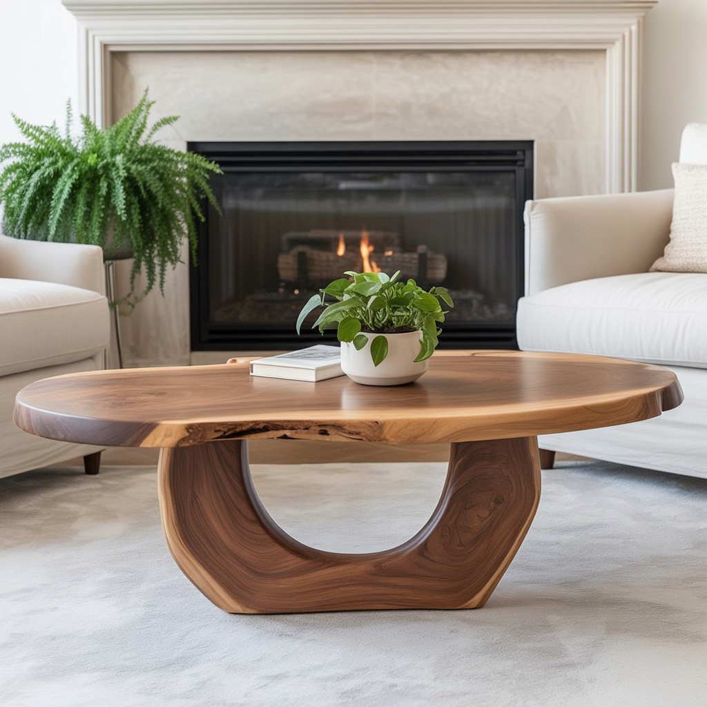 Rustikaler Couchtisch aus Massivholz – Baumkante, Landhausstil, Upcycling-Holz