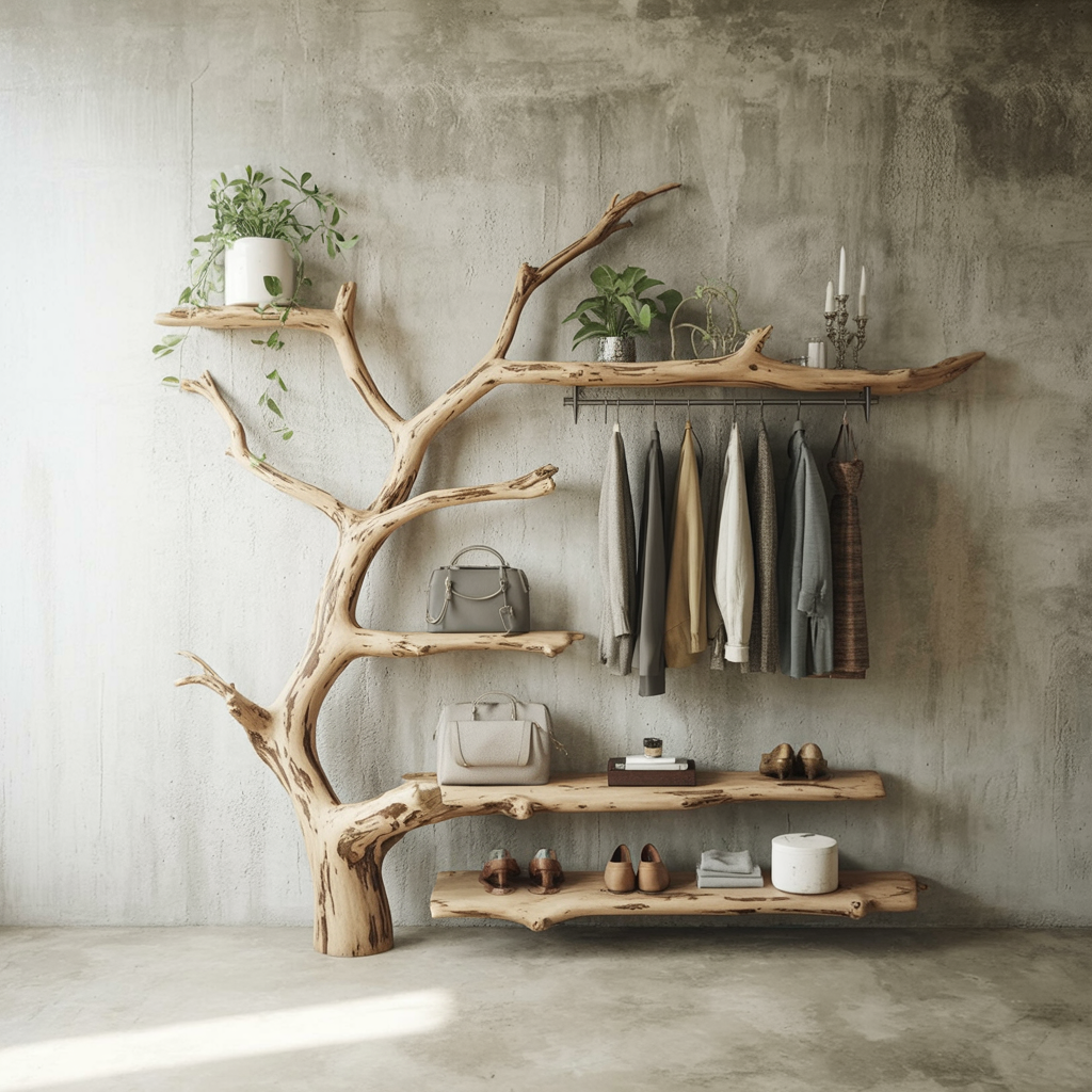 Holz-Garderobe mit Ablage & Haken – Wanddeko für Eingangsbereich