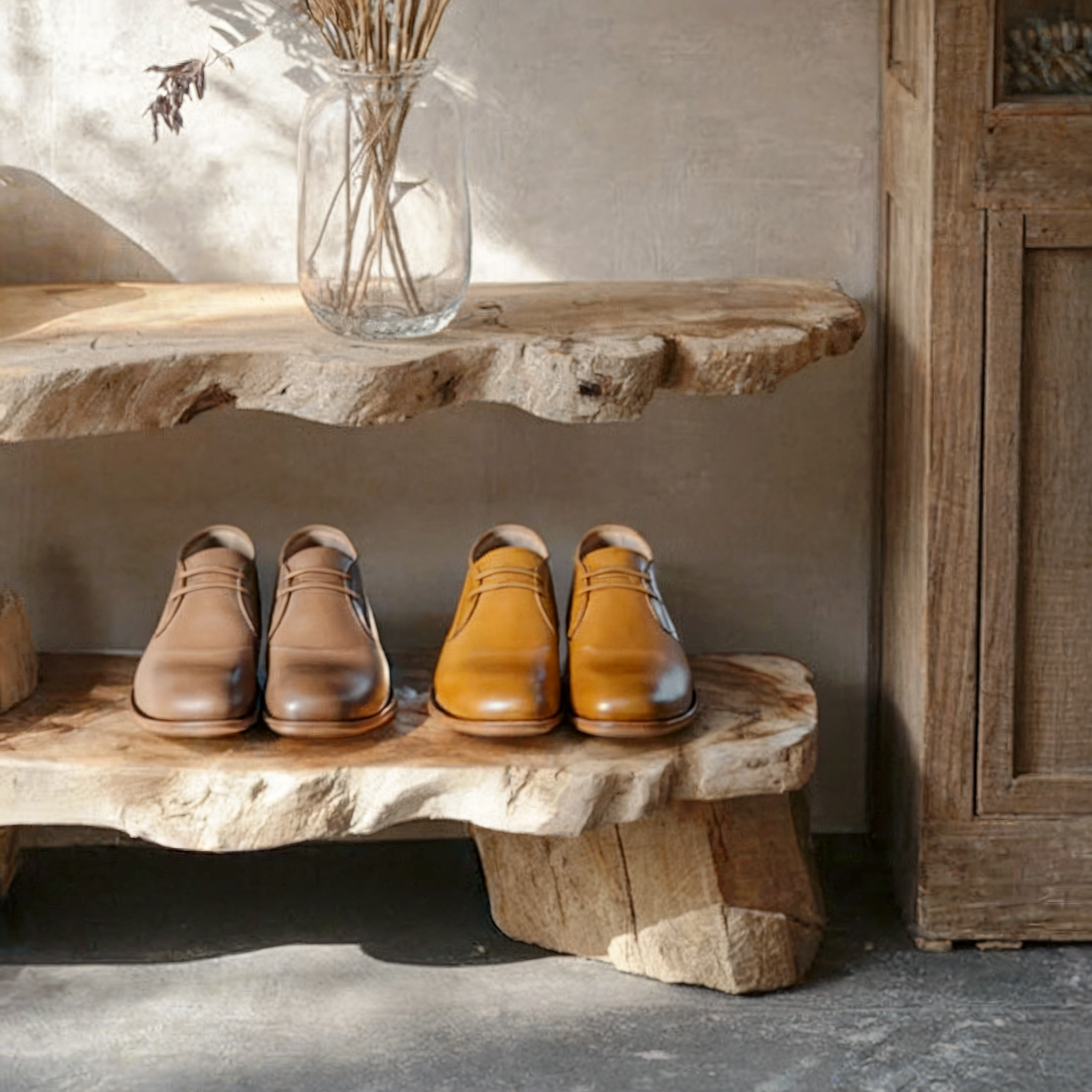 Rustikale Eichen-Sitzbank mit Stauraum – Massivholz-Organizer für Flur & Eingangsbereich