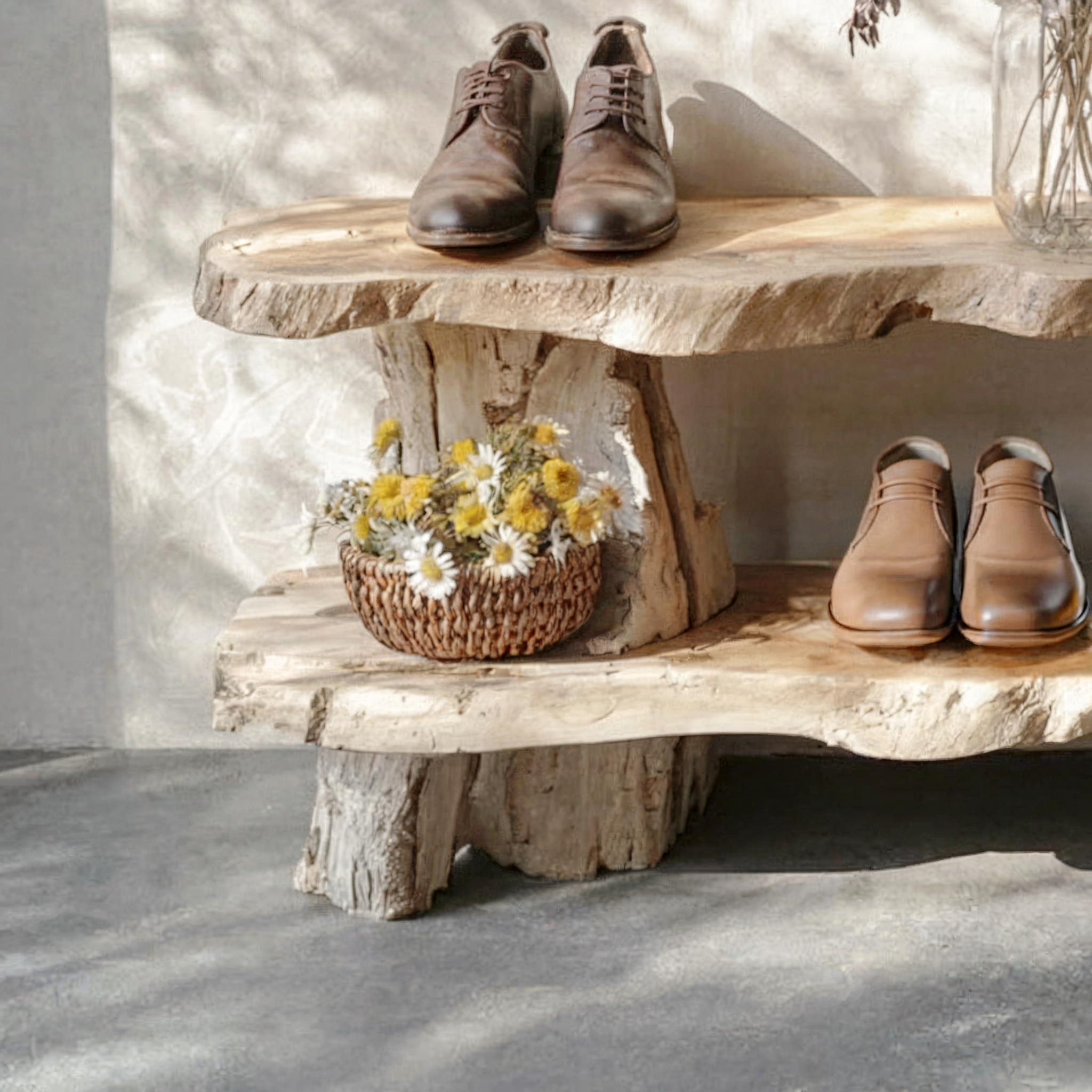 Rustikale Eichen-Sitzbank mit Stauraum – Massivholz-Organizer für Flur & Eingangsbereich