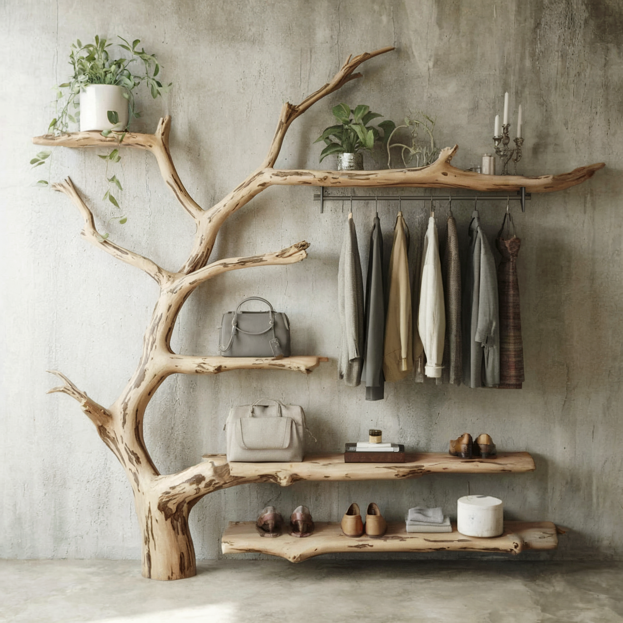 Holz-Garderobe mit Ablage & Haken – Wanddeko für Eingangsbereich