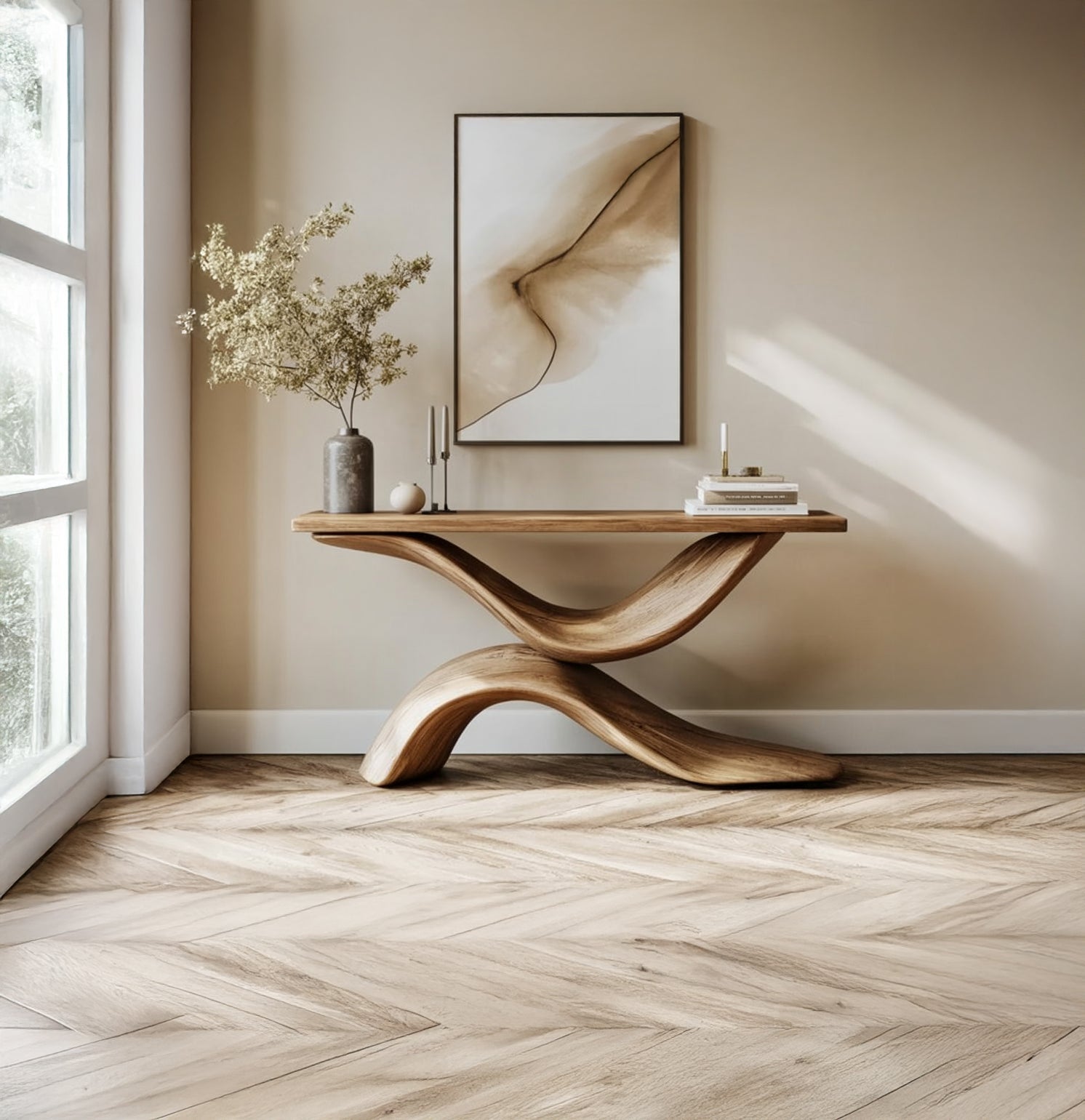 Handgefertigter Massivholz-Konsolentisch für Flur & Wohnzimmer