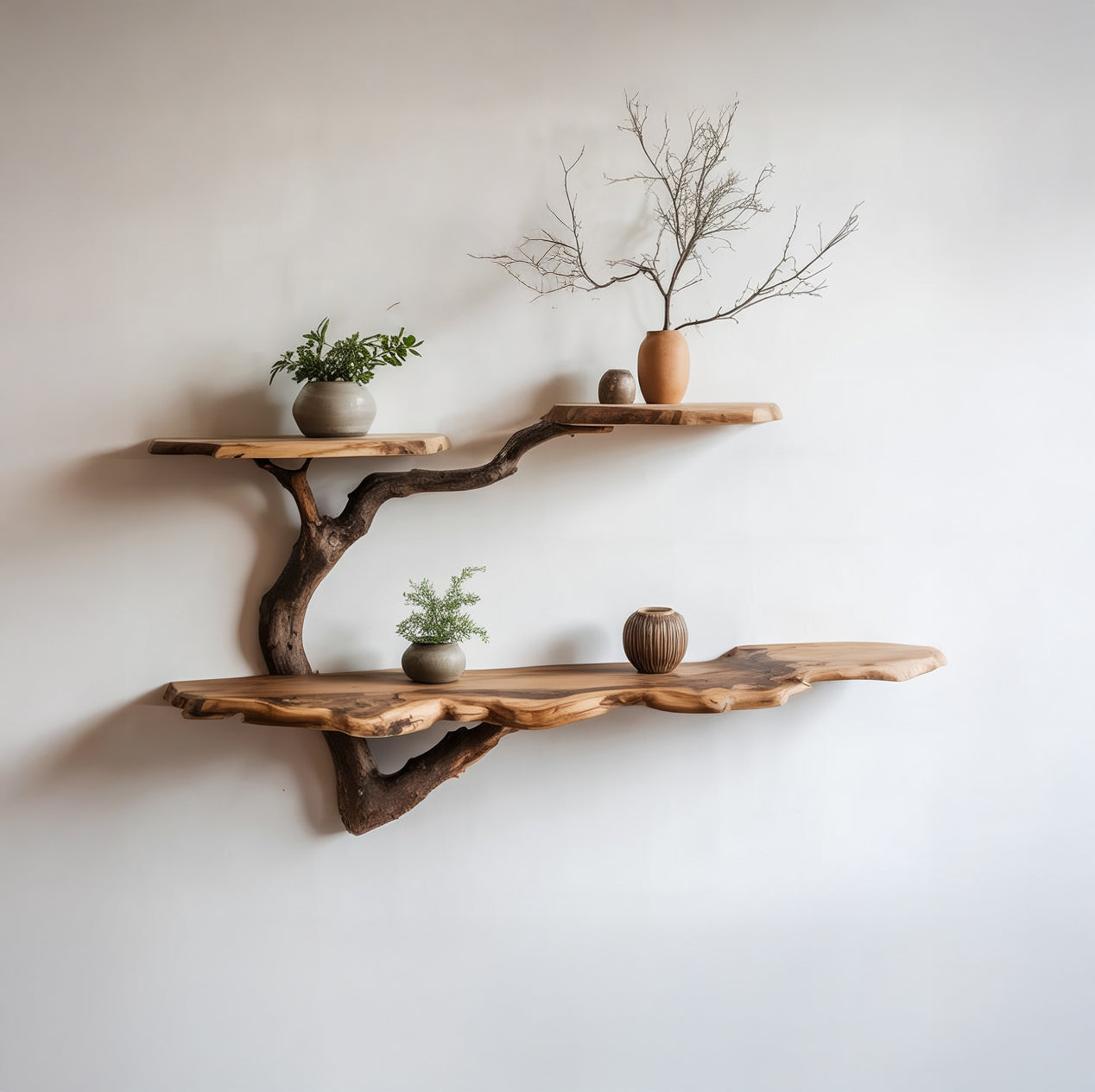 Tree Branch Floating Bücherregal aus recyceltem Massivholz