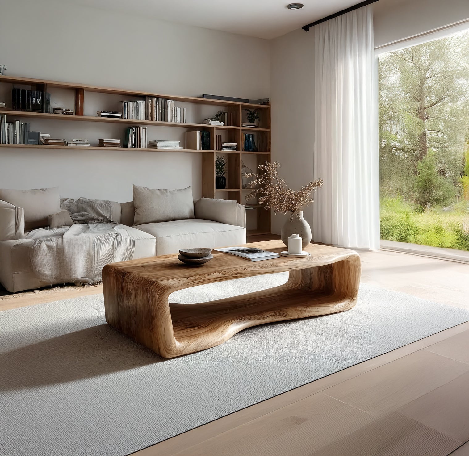 Rustikaler Live Edge Couchtisch – Massivholz Wohnzimmertisch