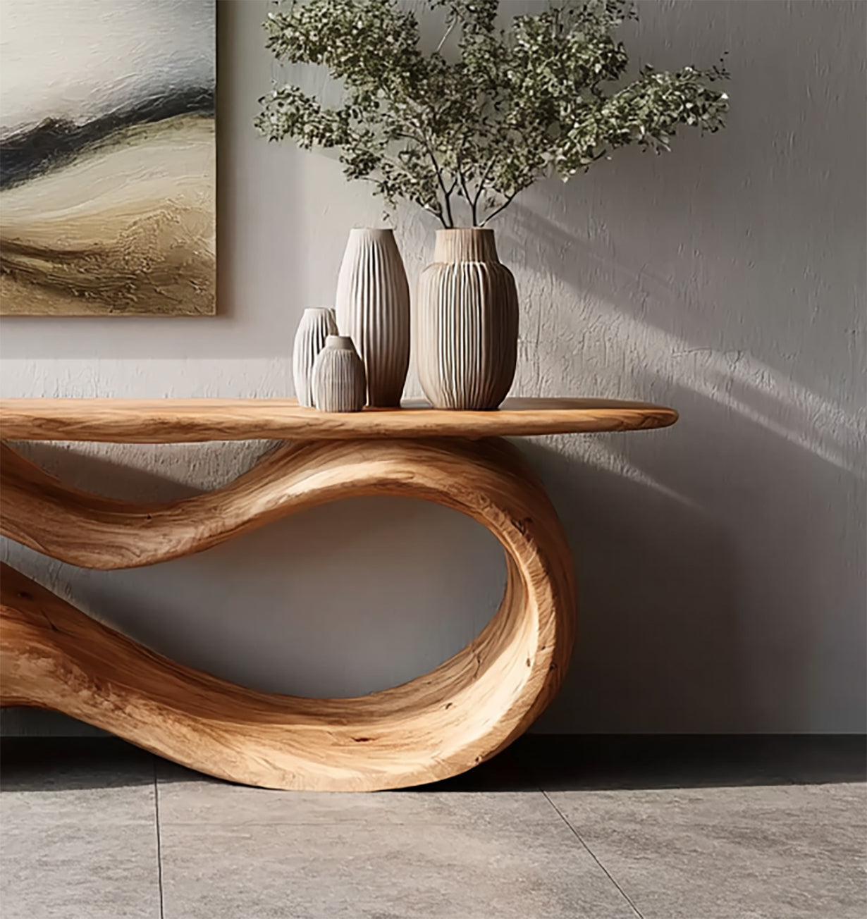 Massivholz-Console-Tisch – Rustikaler Bauernhaus-Stil mit Naturkante für Flur & Eingang