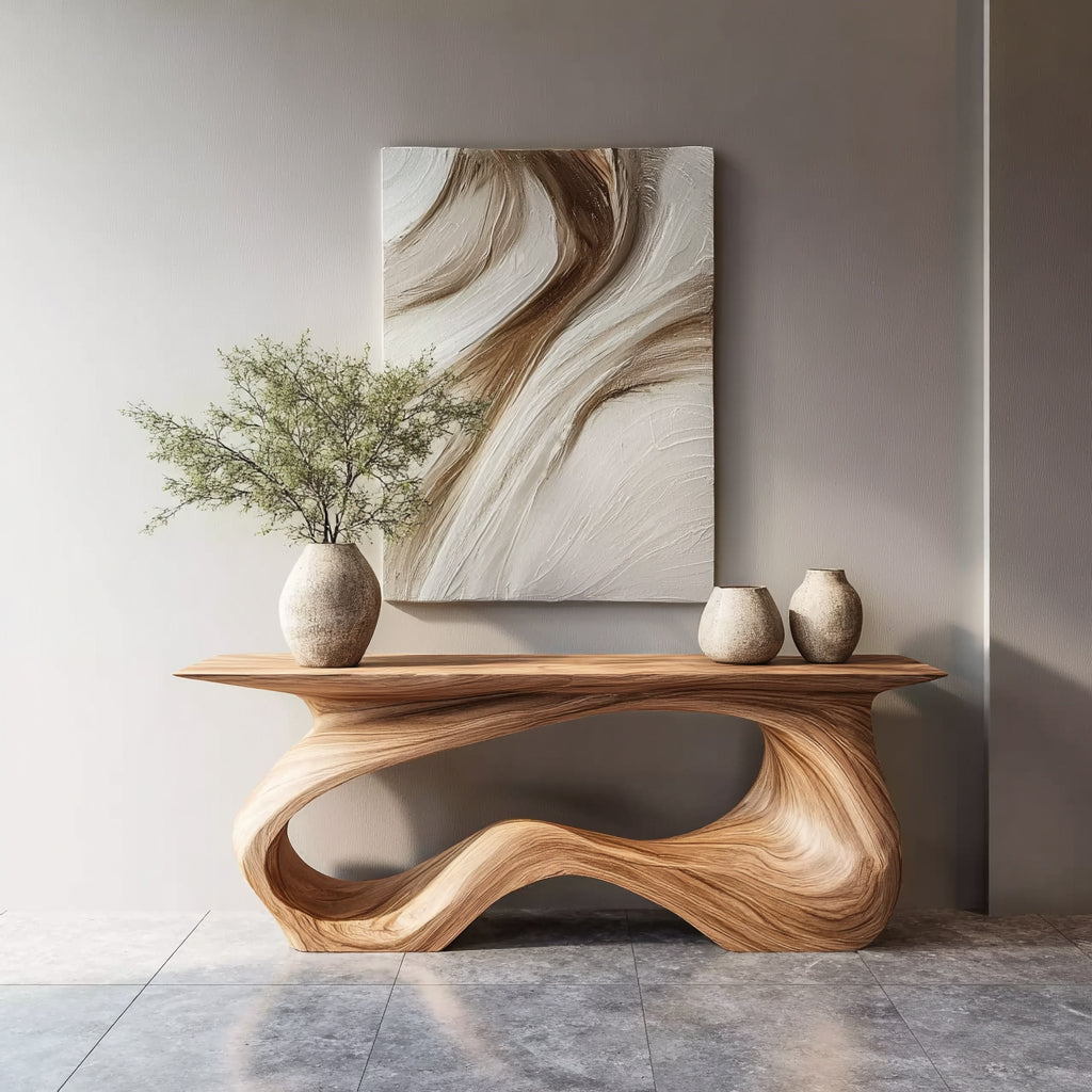 Rustikaler Bauernhaus-Console-Tisch – Massivholz mit Naturkante für Flur & Eingang