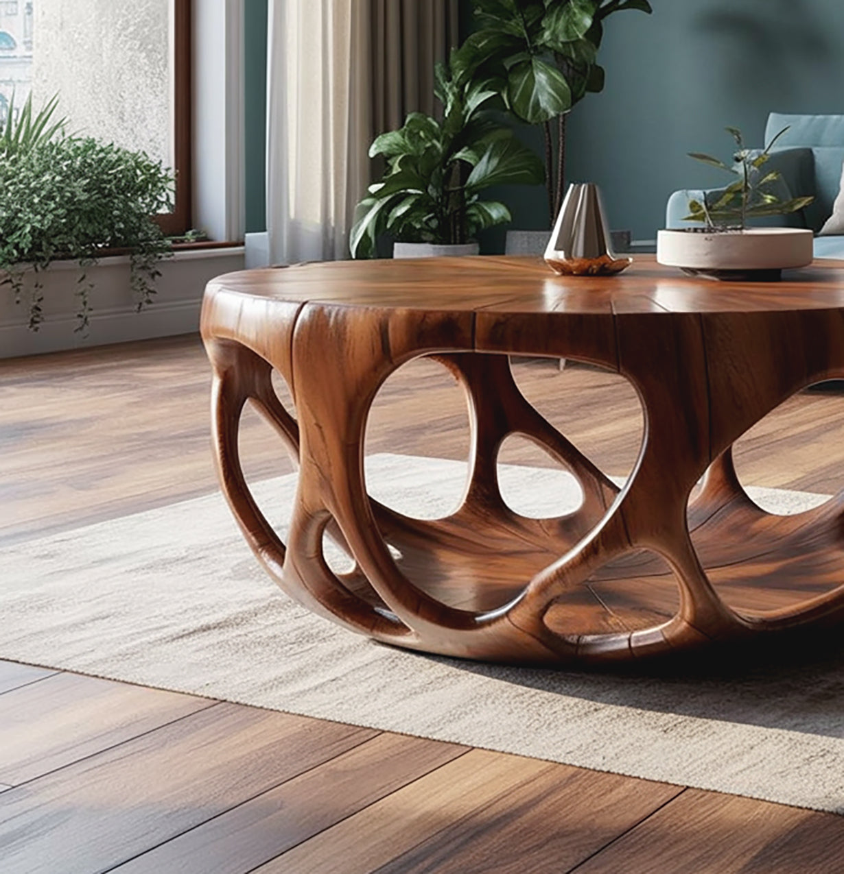 Couchtisch mit Naturkante – handgefertigter Massivholz-Bauernhaustisch