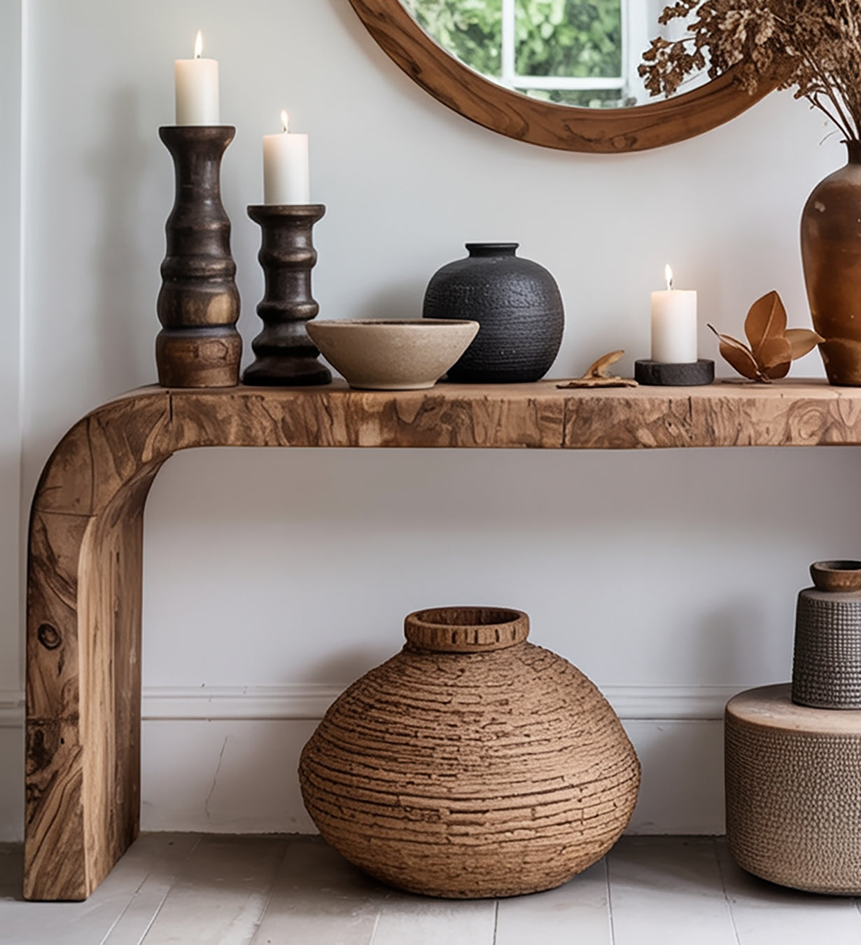 Landhaus-Holzkonsolentisch – rustikaler Eingangsbereich-Tisch aus recyceltem Holz