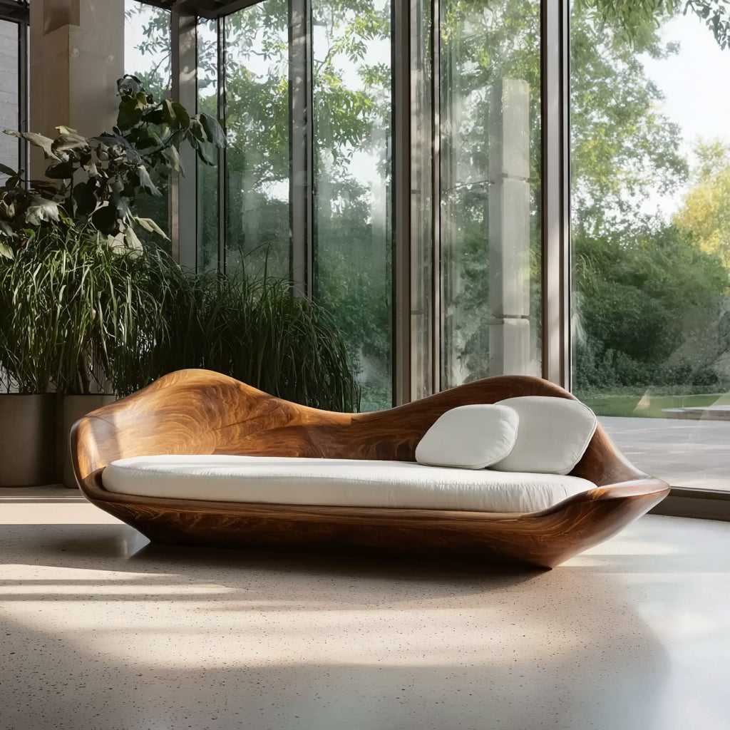 Modernes Holzsofa mit skulpturalem Gestell – stilvolles Wohnzimmer-Möbel