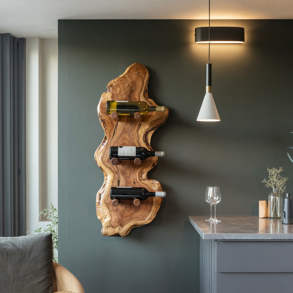 Handgefertigtes Massivholz-Weinregal – rustikaler Farmhouse-Flaschenhalter