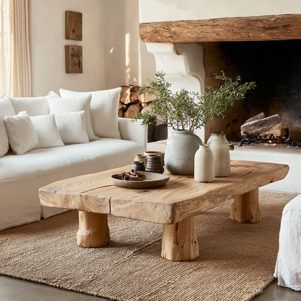 Handgefertigter Live-Edge Couchtisch aus Holz – Rustikal & Organisch