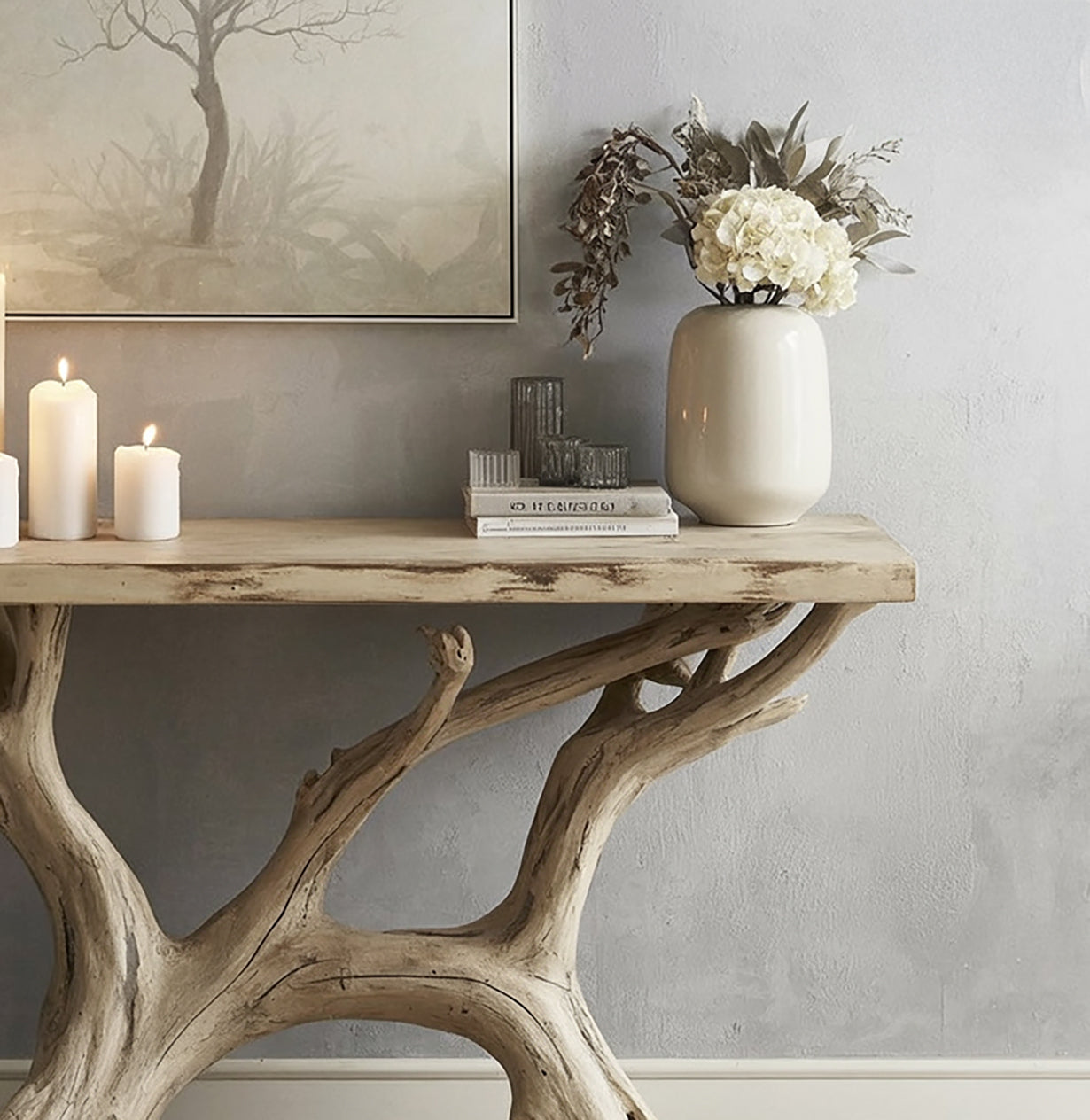 Stilvolle Mid-Century Modern Konsole – Massivholz Wohnzimmertisch