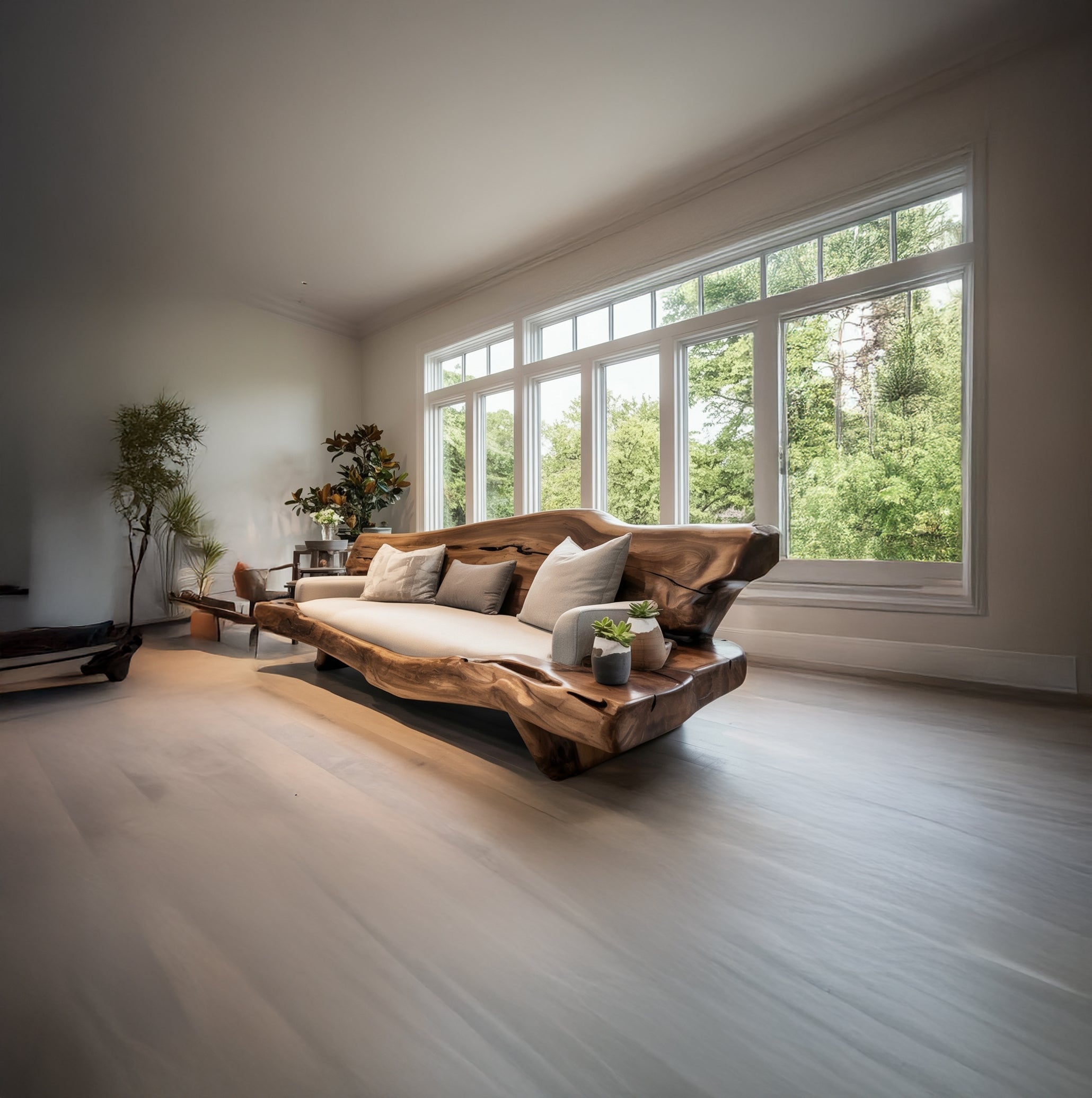 Organisch-skulpturales Holzsofa aus Massivholz – Handgefertigtes Natural-Edge-Design