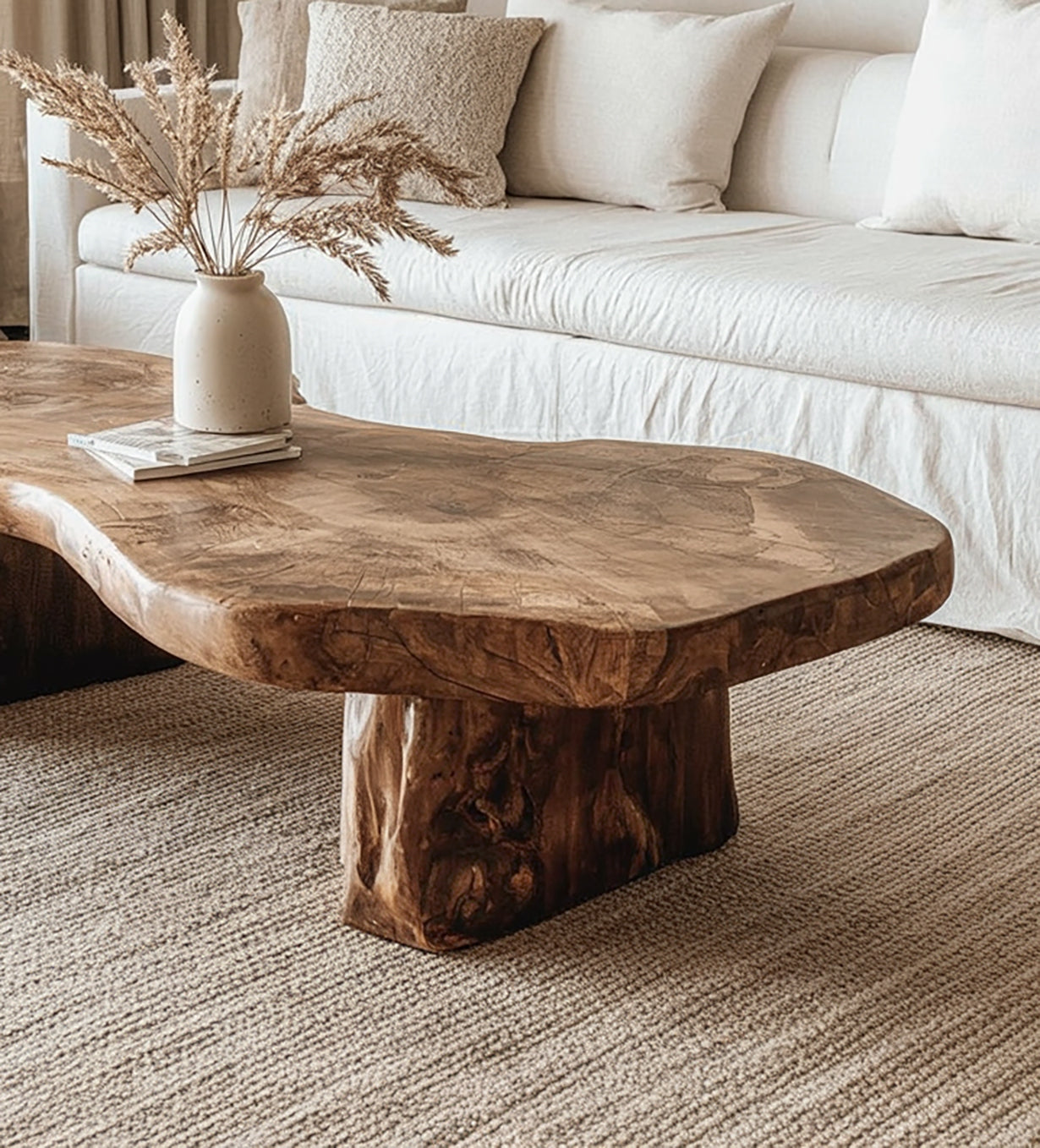 Live-Edge Couchtisch aus Massivholz – Handgefertigter Rustikaler Tisch