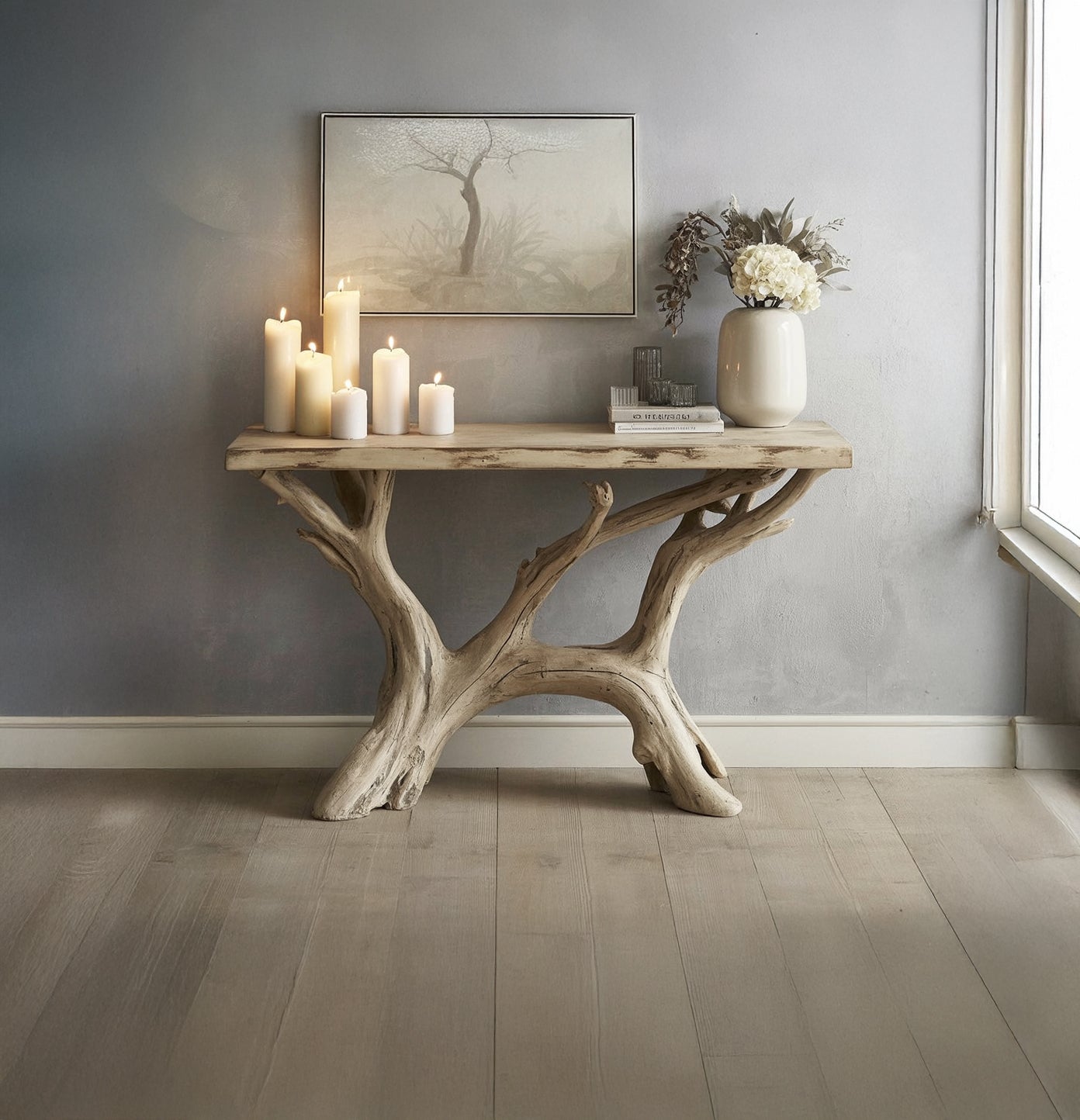 Stilvolle Mid-Century Modern Konsole – Massivholz Wohnzimmertisch