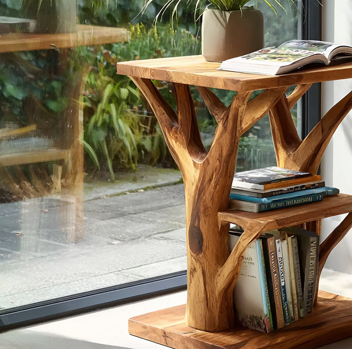 Runder Beistelltisch aus Massivholz – Live Edge Farmhouse