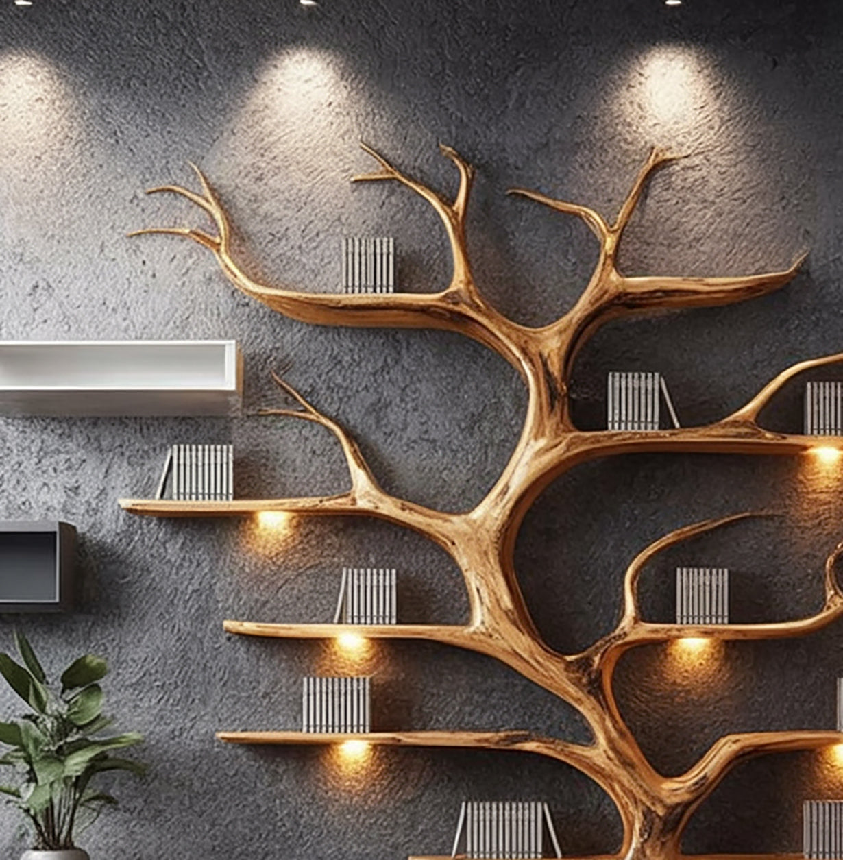 Rustikales Tree Branch Floating Shelf aus Treibholz – Wanddeko Kunst
