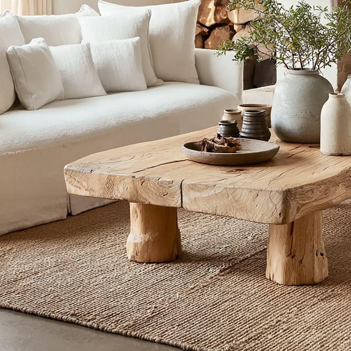 Handgefertigter Live-Edge Couchtisch aus Holz – Rustikal & Organisch