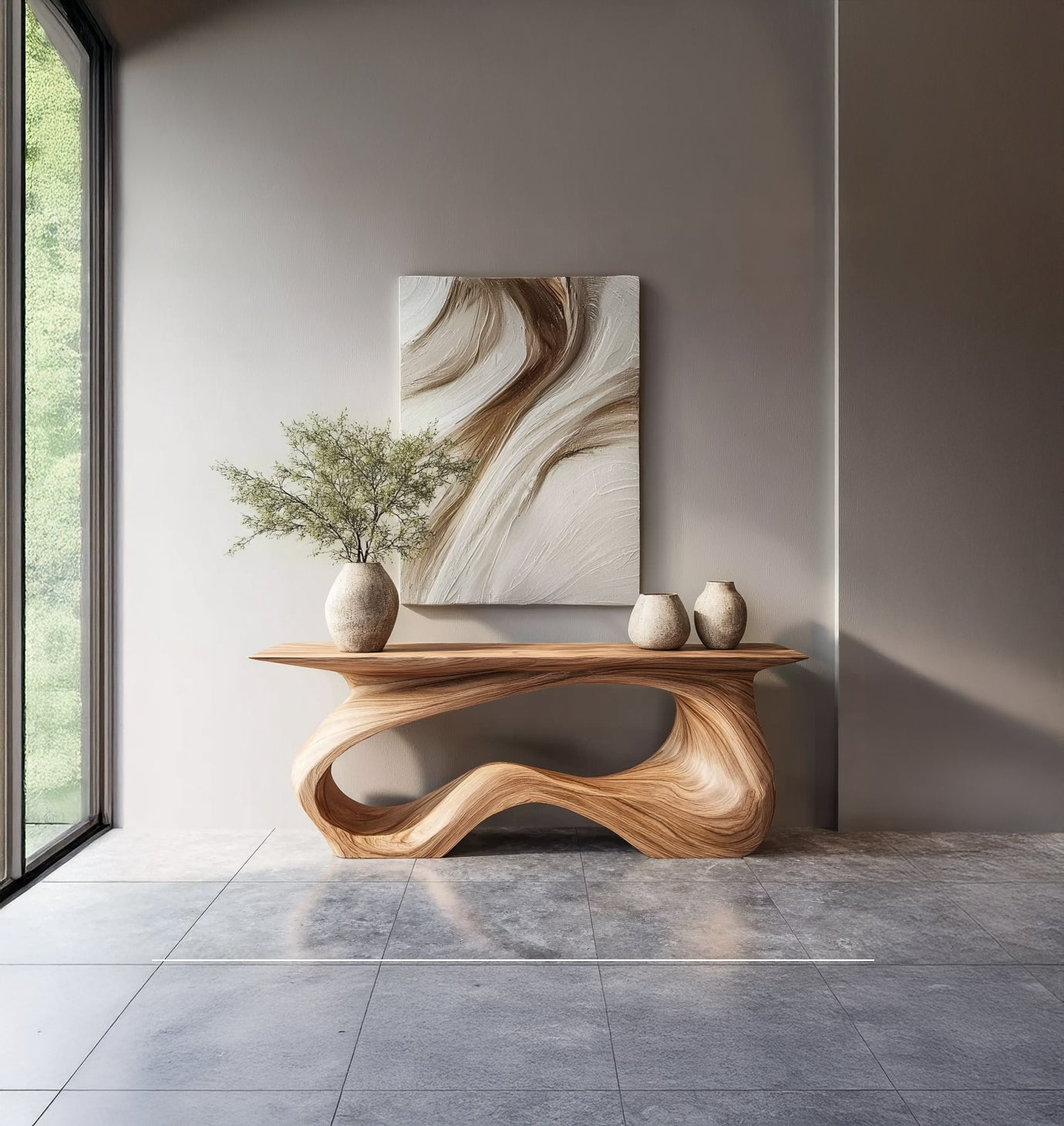 Rustikaler Bauernhaus-Console-Tisch – Massivholz mit Naturkante für Flur & Eingang