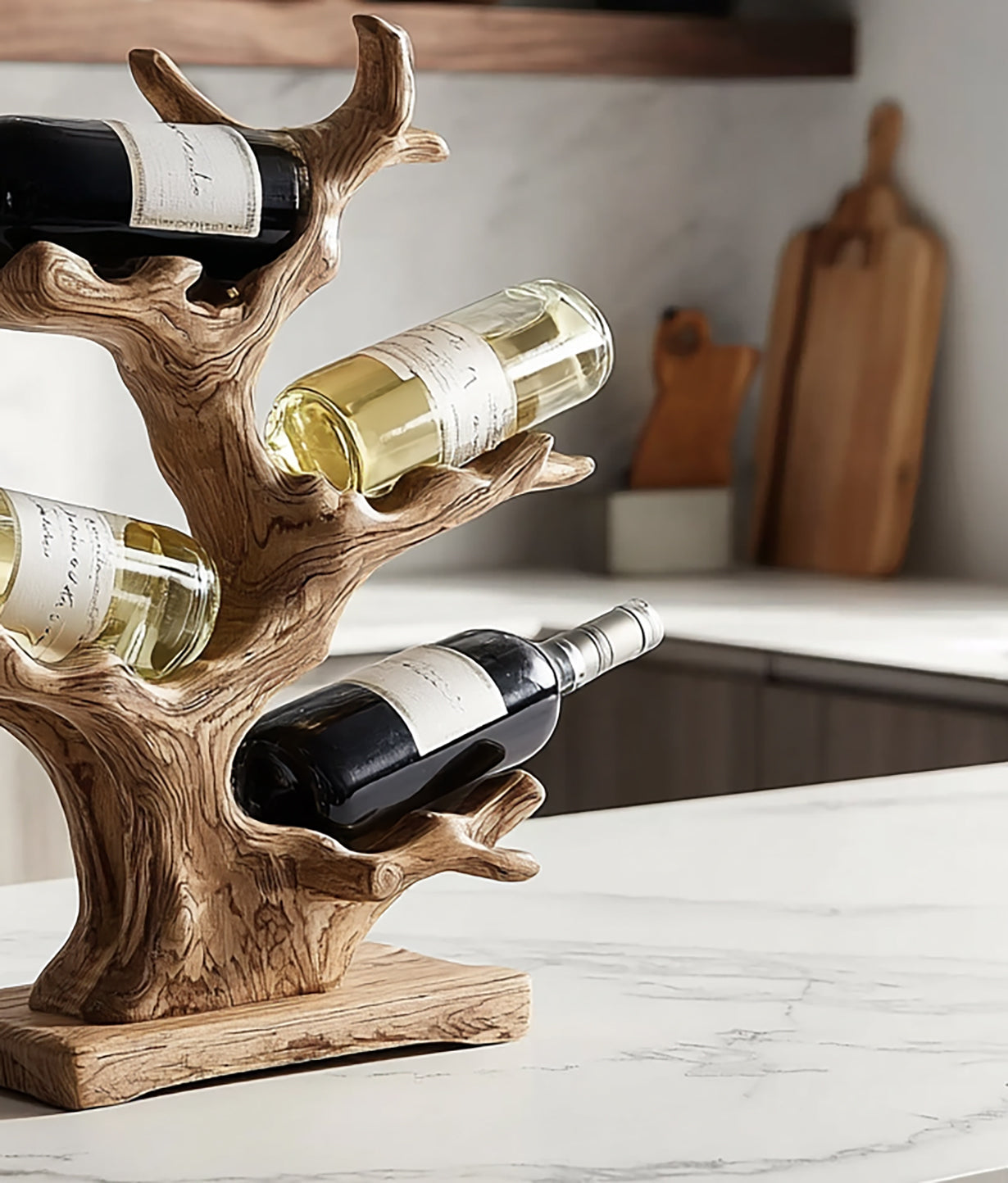 Mid-Century Weinregal aus Massivholz – Weinständer für Küche & Bar