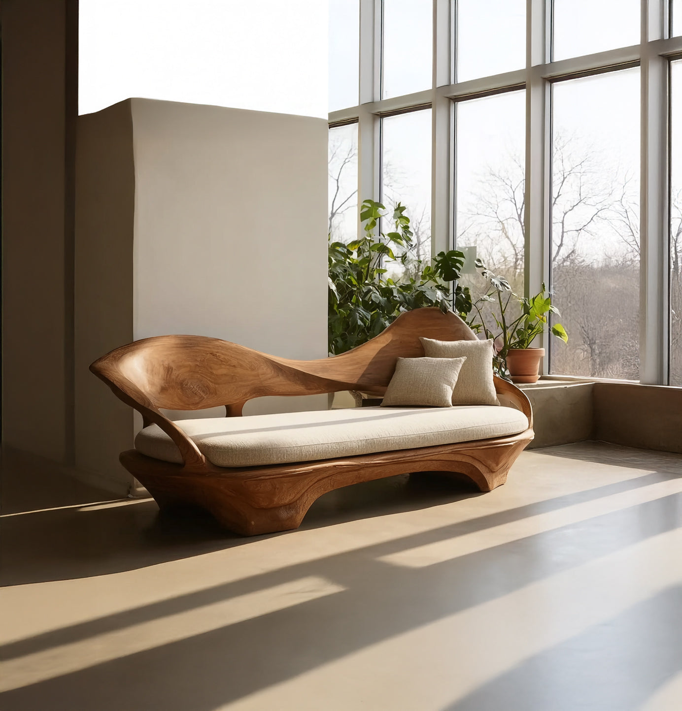 Handgefertigtes Live-Edge Massivholz-Sofa – Natürliches Holzdesign