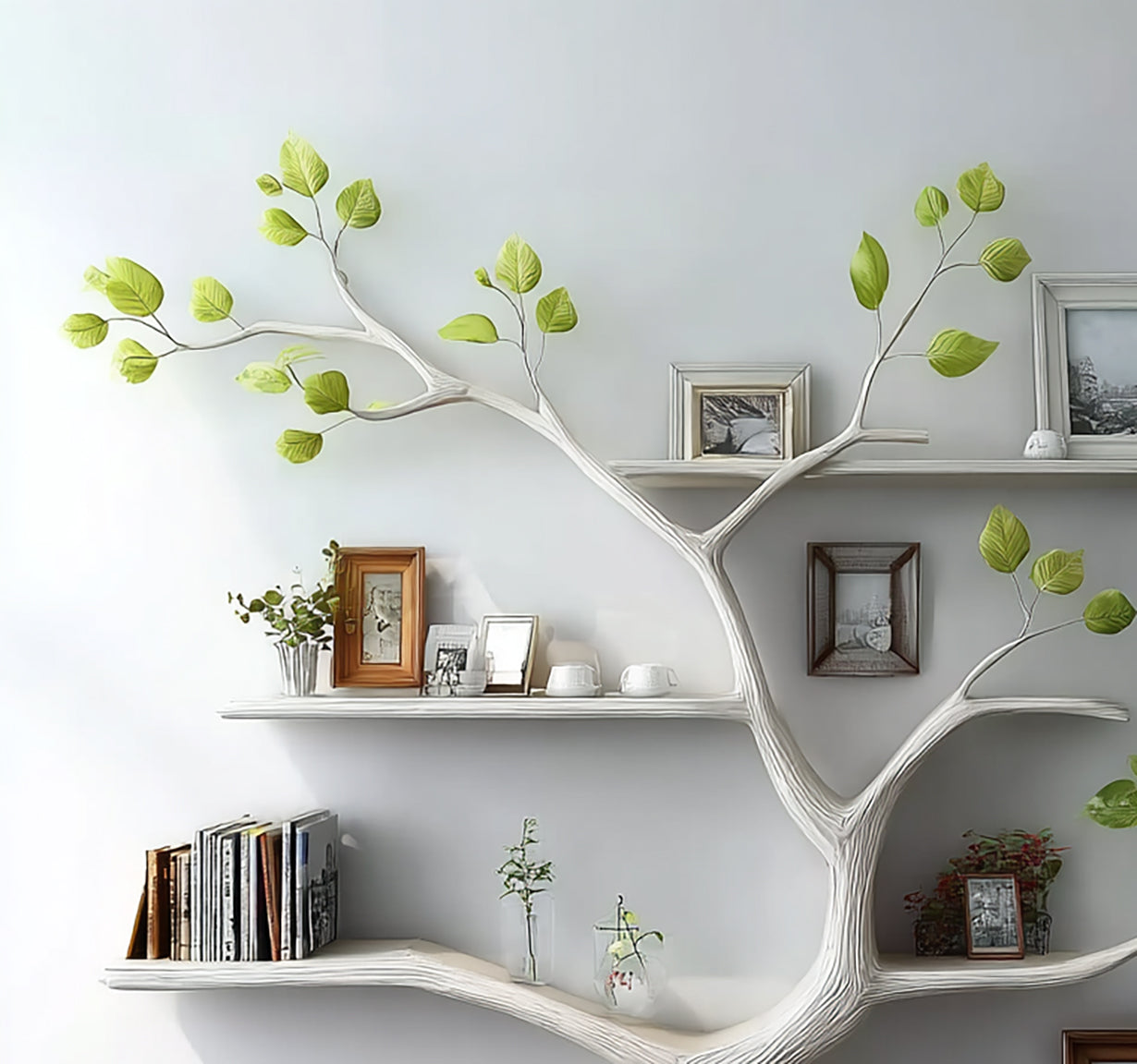 Handgefertigtes Baumast-Bücherregal – Schwebende Wandregale aus Massivholz