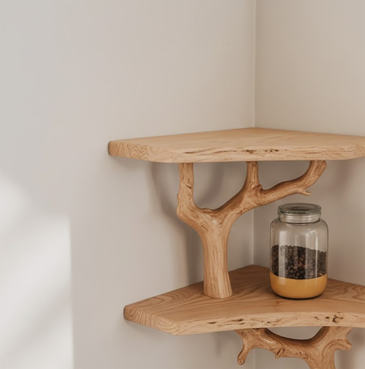 Eckregal aus Treibholz – Massives Wandregal aus Baumästen