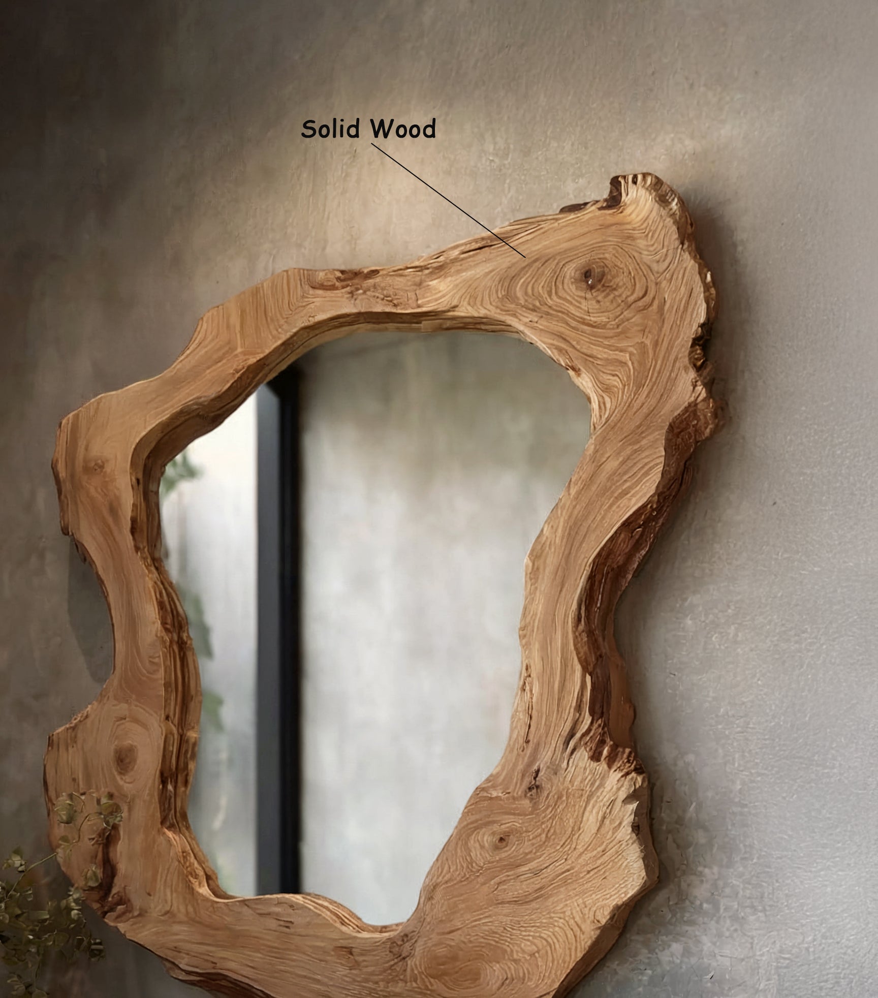 Handgefertigter Holz-Wandspiegel mit Naturkante – für Wohnzimmer, Bad oder Schminktisch