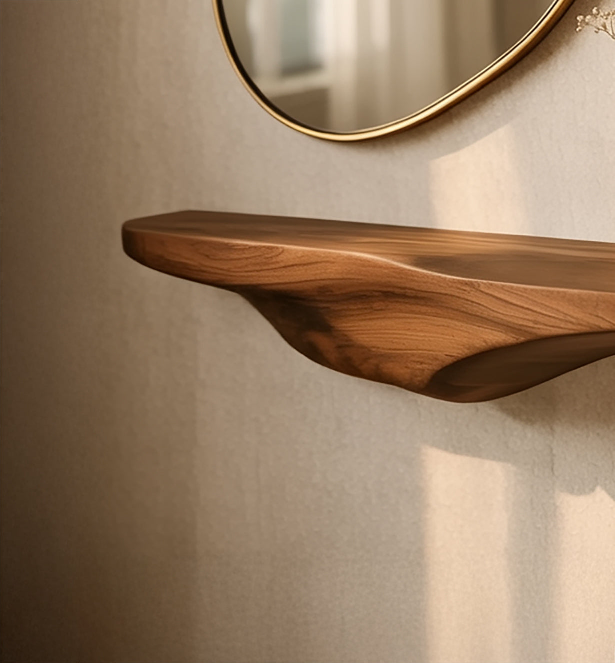 Rustikales Live Edge Wandregal aus Massivholz – Floating Shelf