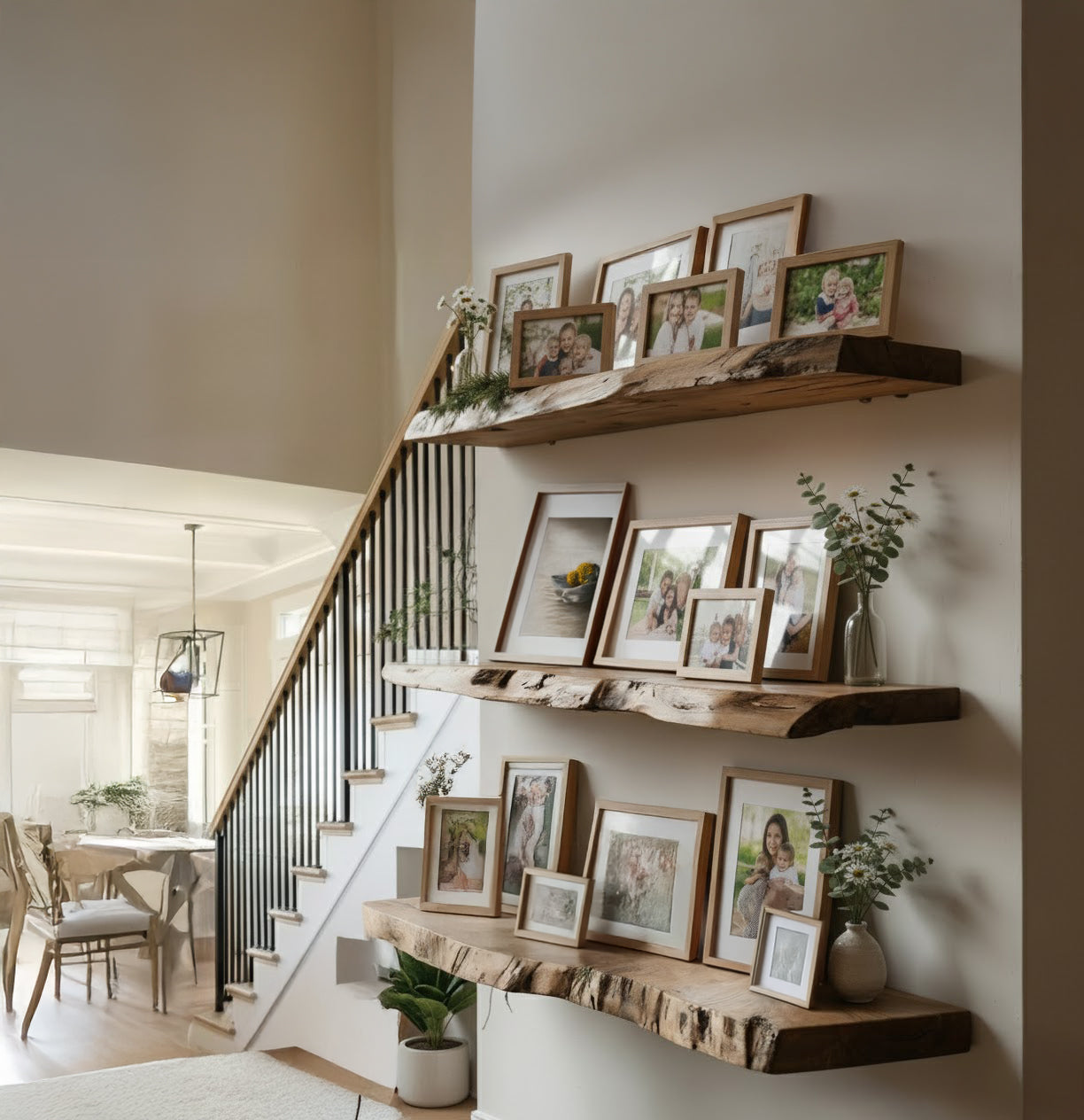 Handgefertigtes Wandregal mit Naturkante – Rustikales Holzregal