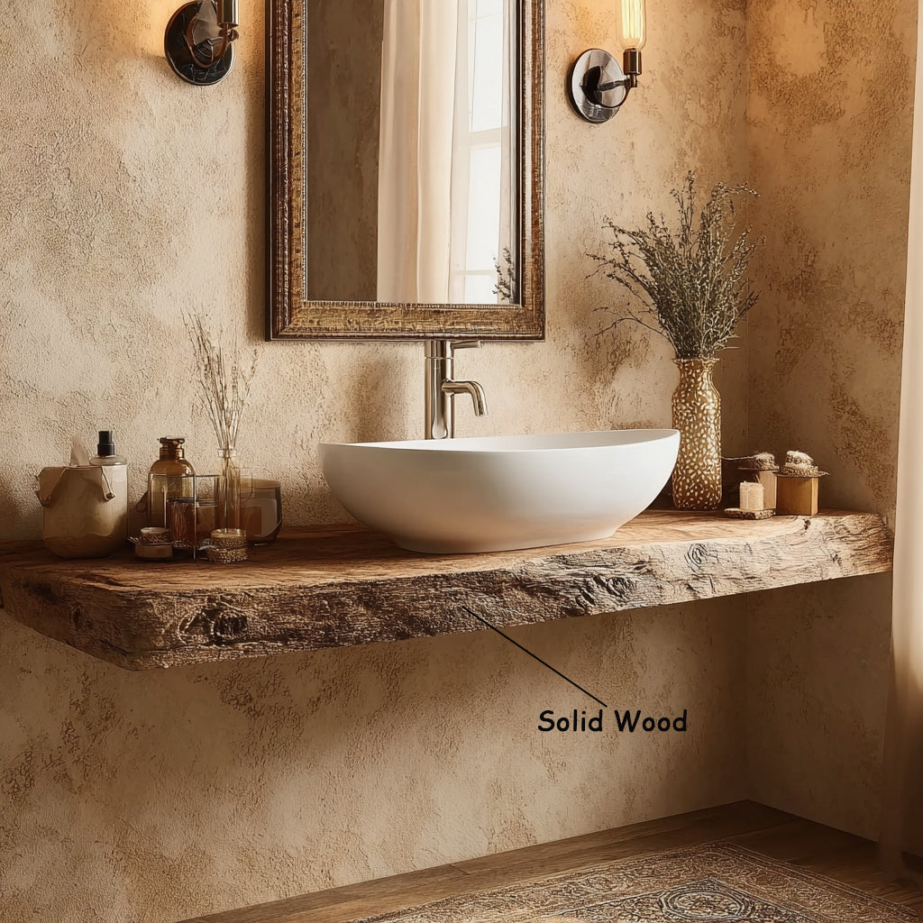 Rustikales handgefertigtes Eckregal aus Holz mit Live-Edge-Design