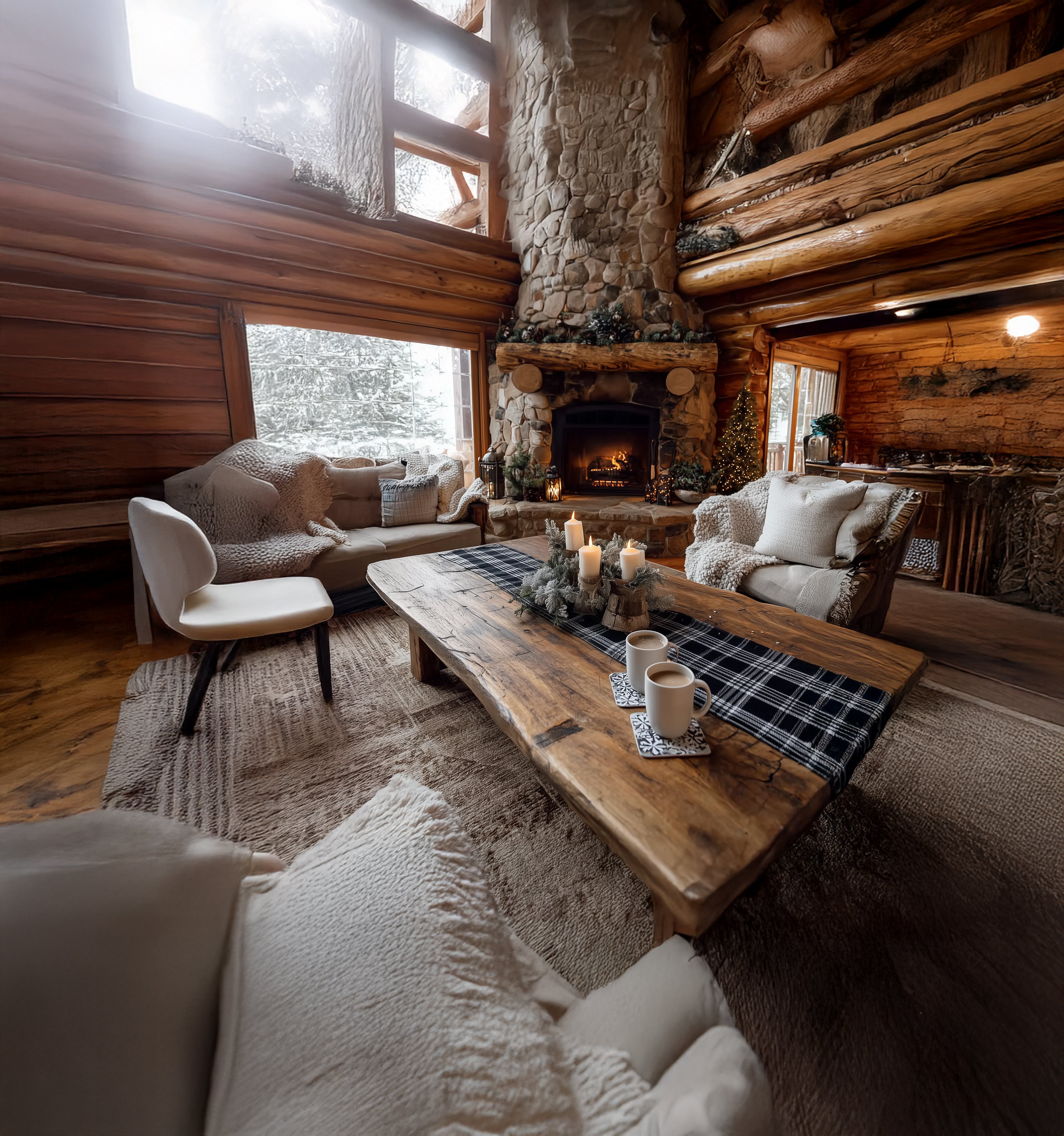 Massivholz-Couchtisch mit Naturkante – Handgefertigtes Mid-Century-Akzentmöbel