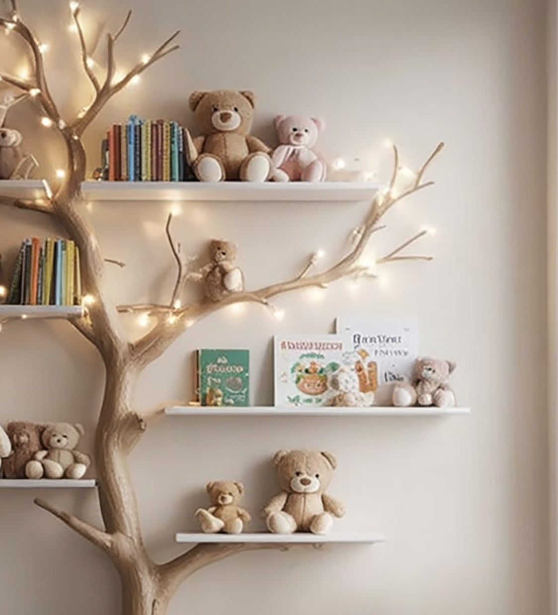 Baum Kinder Bücherregal – Handgefertigtes Regal aus Naturholz für das Kinderzimmer