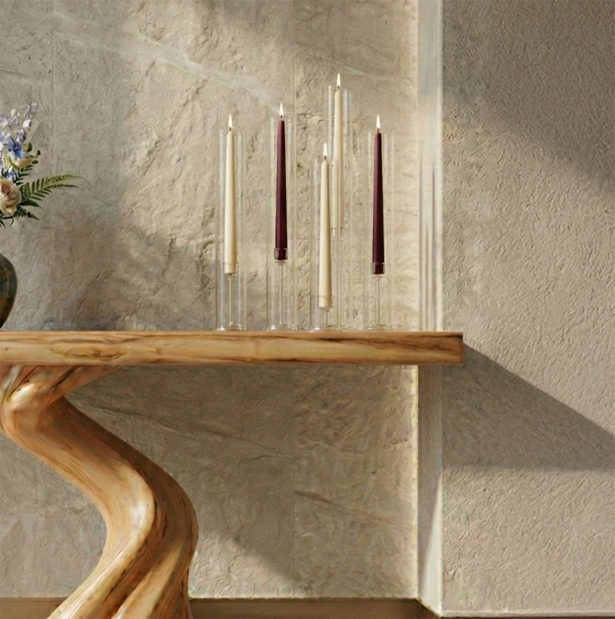 Handgefertigter Live Edge Konsolentisch – Rustikale Flurkonsole